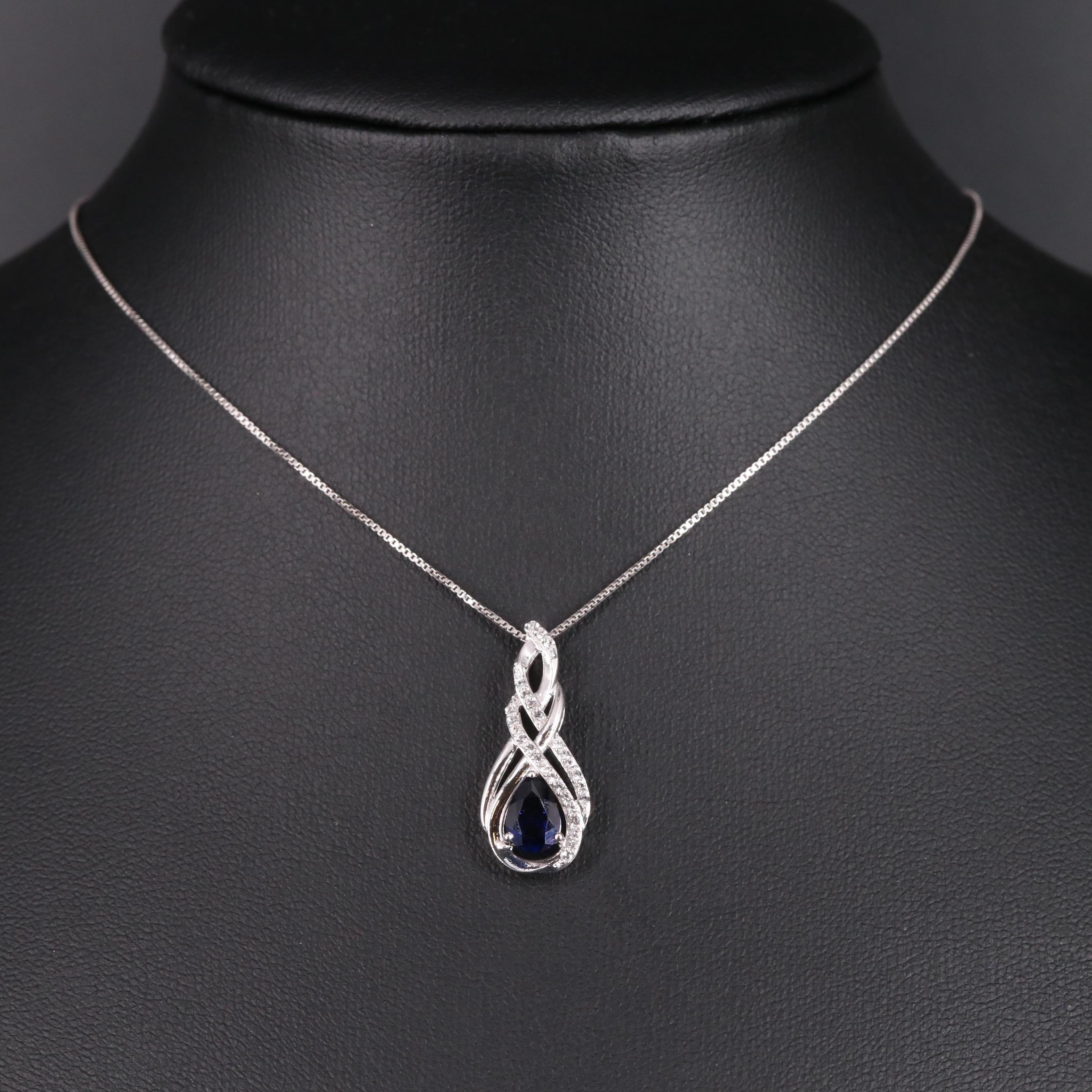Sterling Silver Sapphire Pendant Necklace