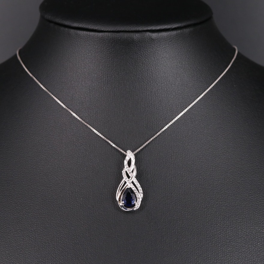 Sterling Silver Sapphire Pendant Necklace
