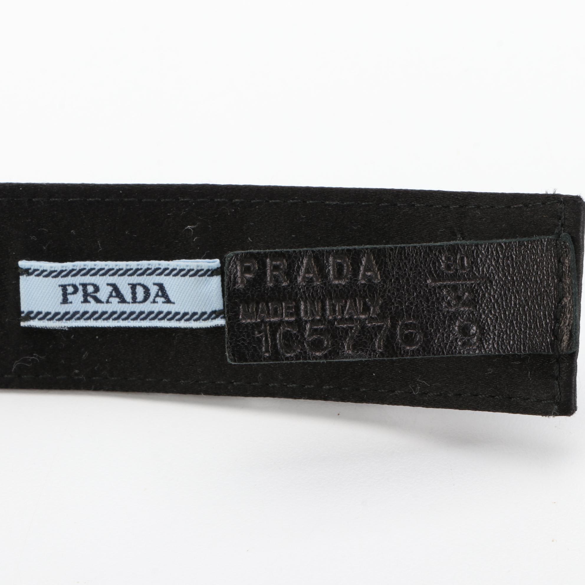 Prada Waist Belt in Crystal Embellished Black Satin