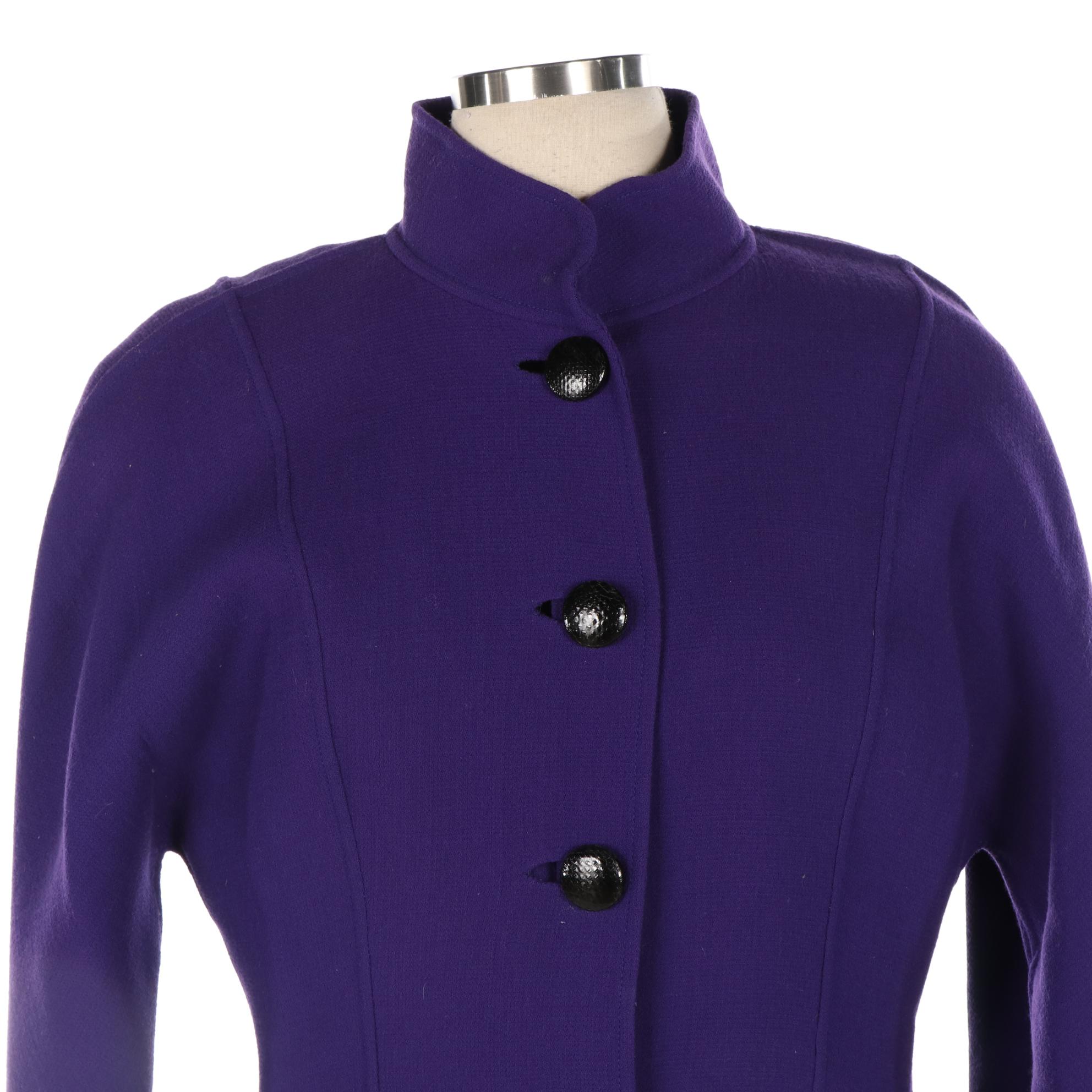 Oscar de la Renta Purple Wool Dress and Jacket Set