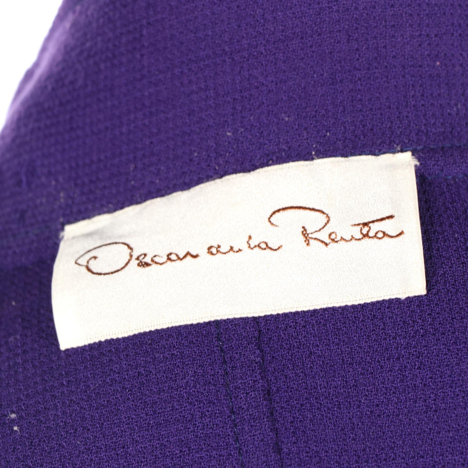 Oscar de la Renta Purple Wool Dress and Jacket Set