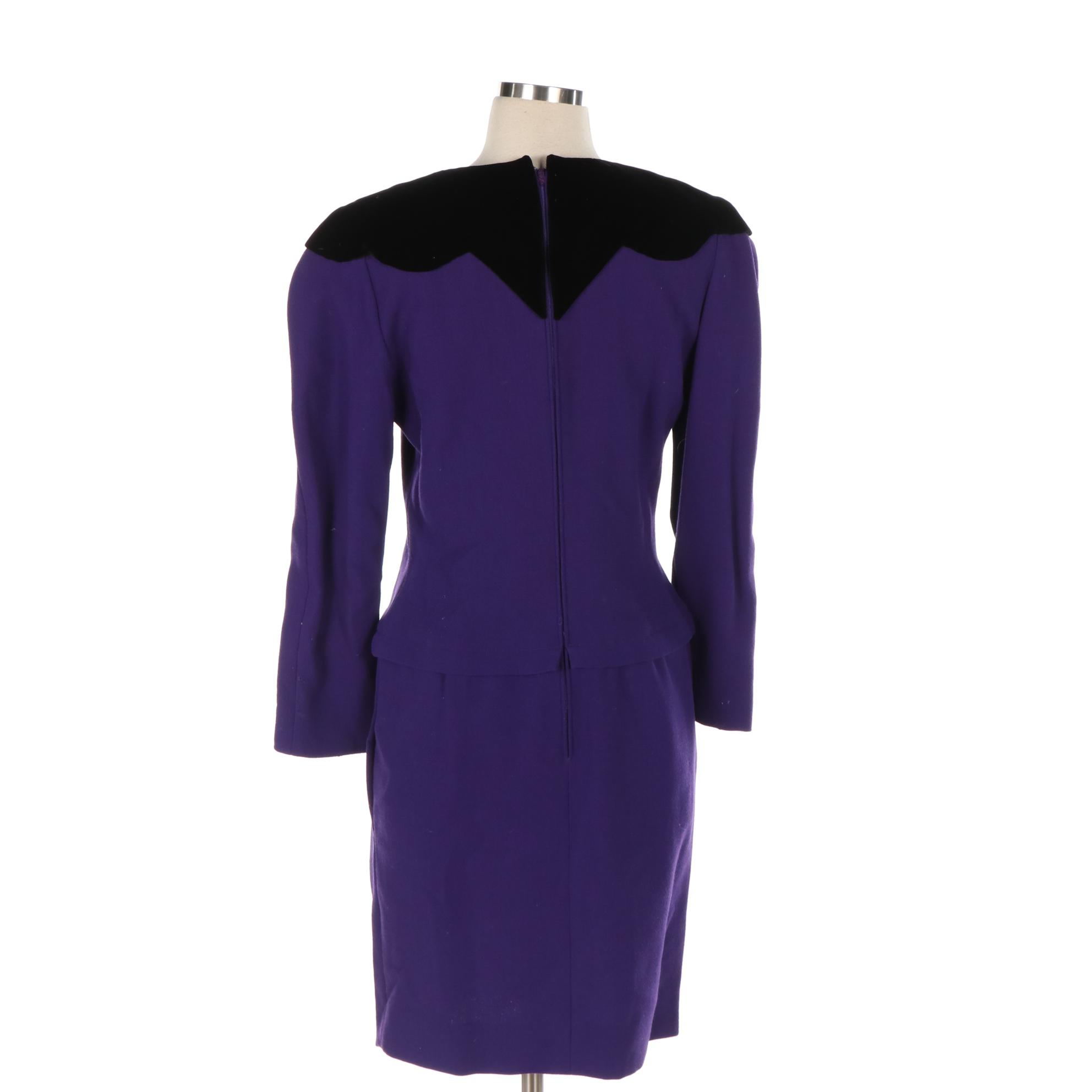 Oscar de la Renta Purple Wool Dress and Jacket Set