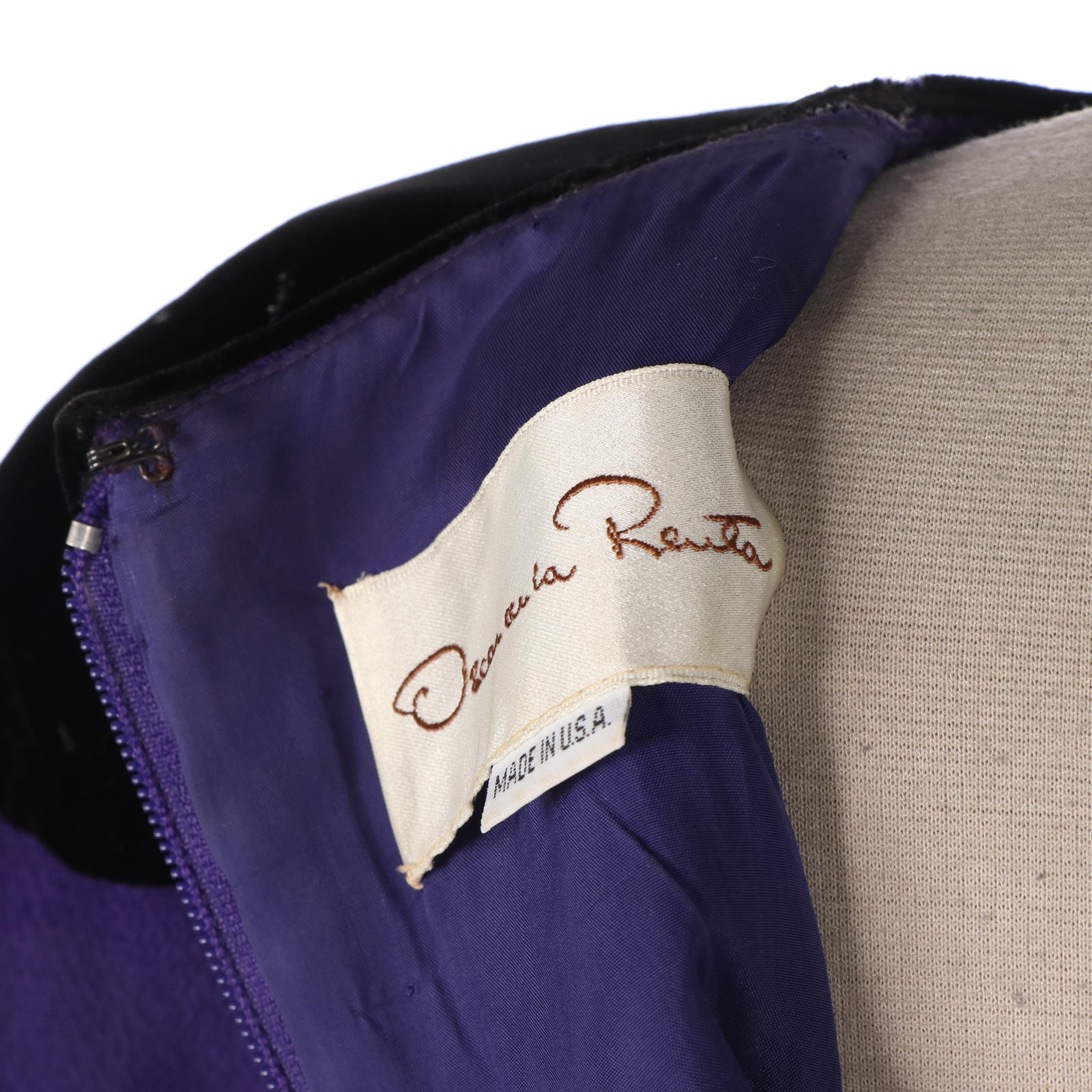 Oscar de la Renta Purple Wool Dress and Jacket Set