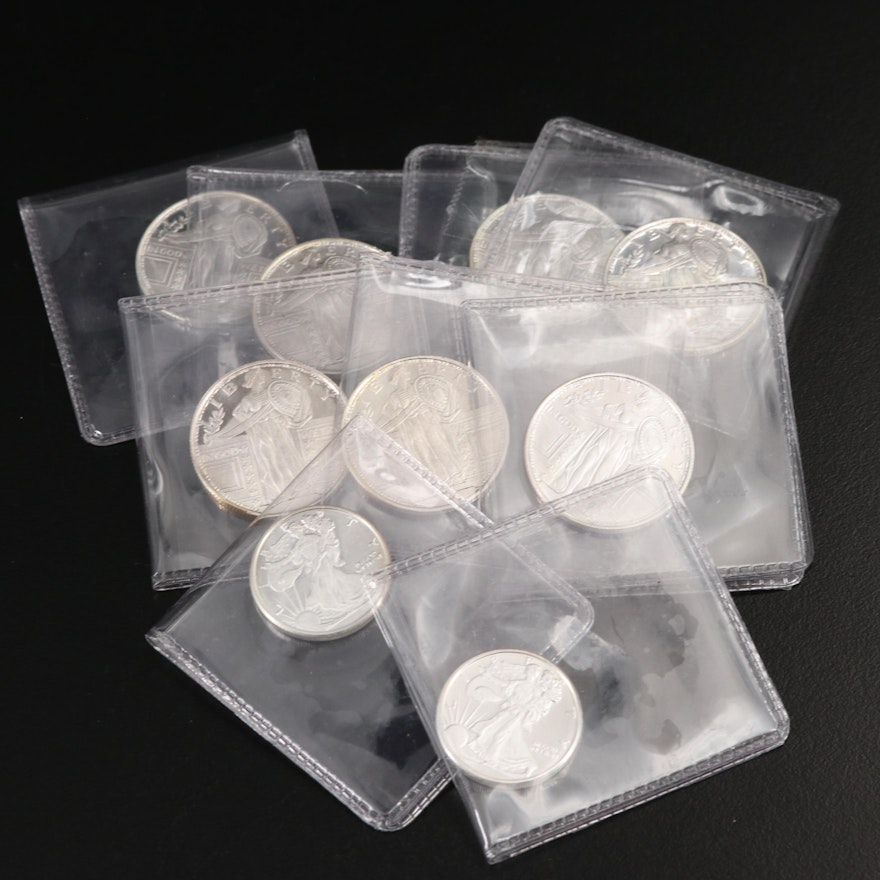 Nine 1/4 Ounce Silver Rounds