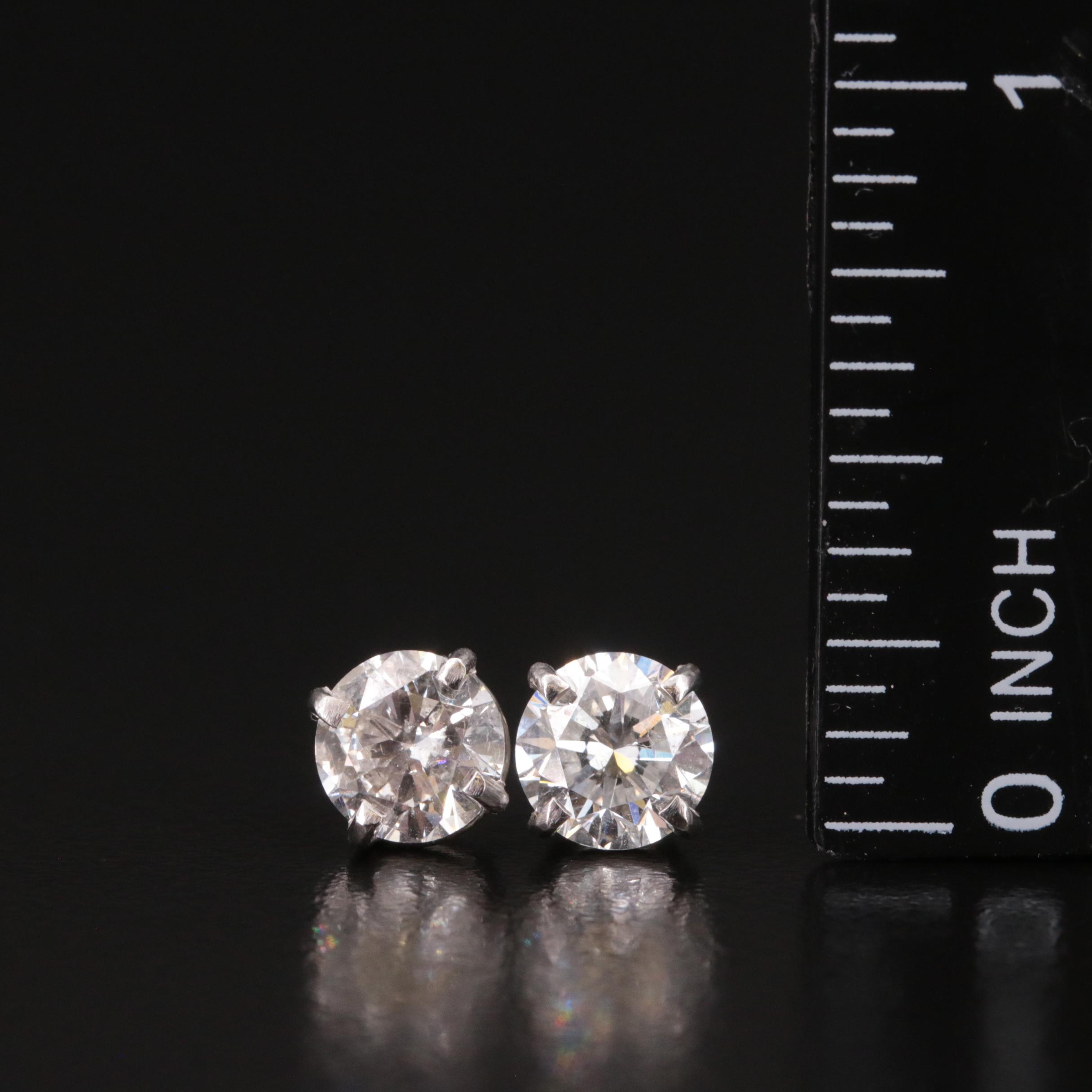 Platinum 2.27 CTW Diamond Stud Earrings with GIA Report