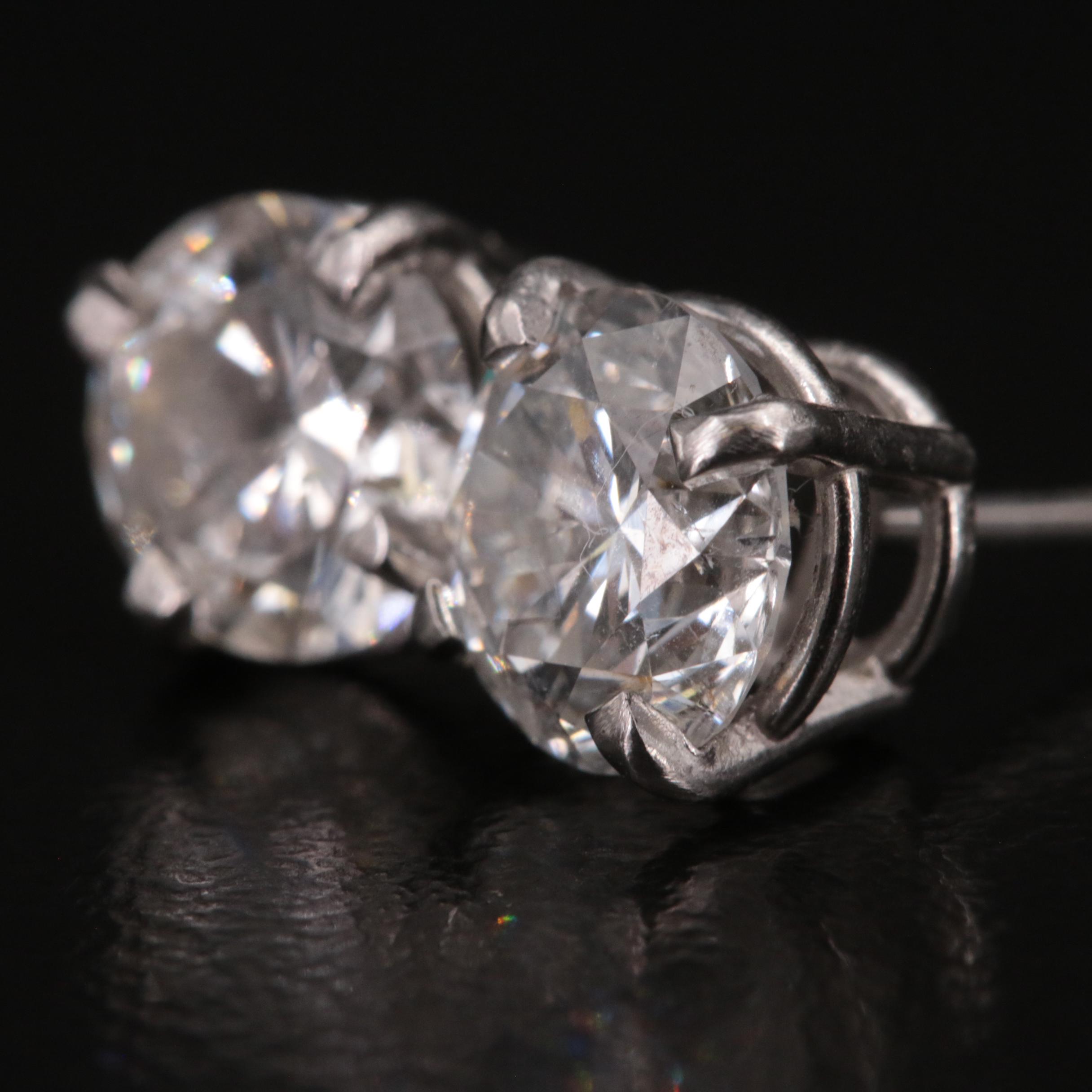 Platinum 2.27 CTW Diamond Stud Earrings with GIA Report