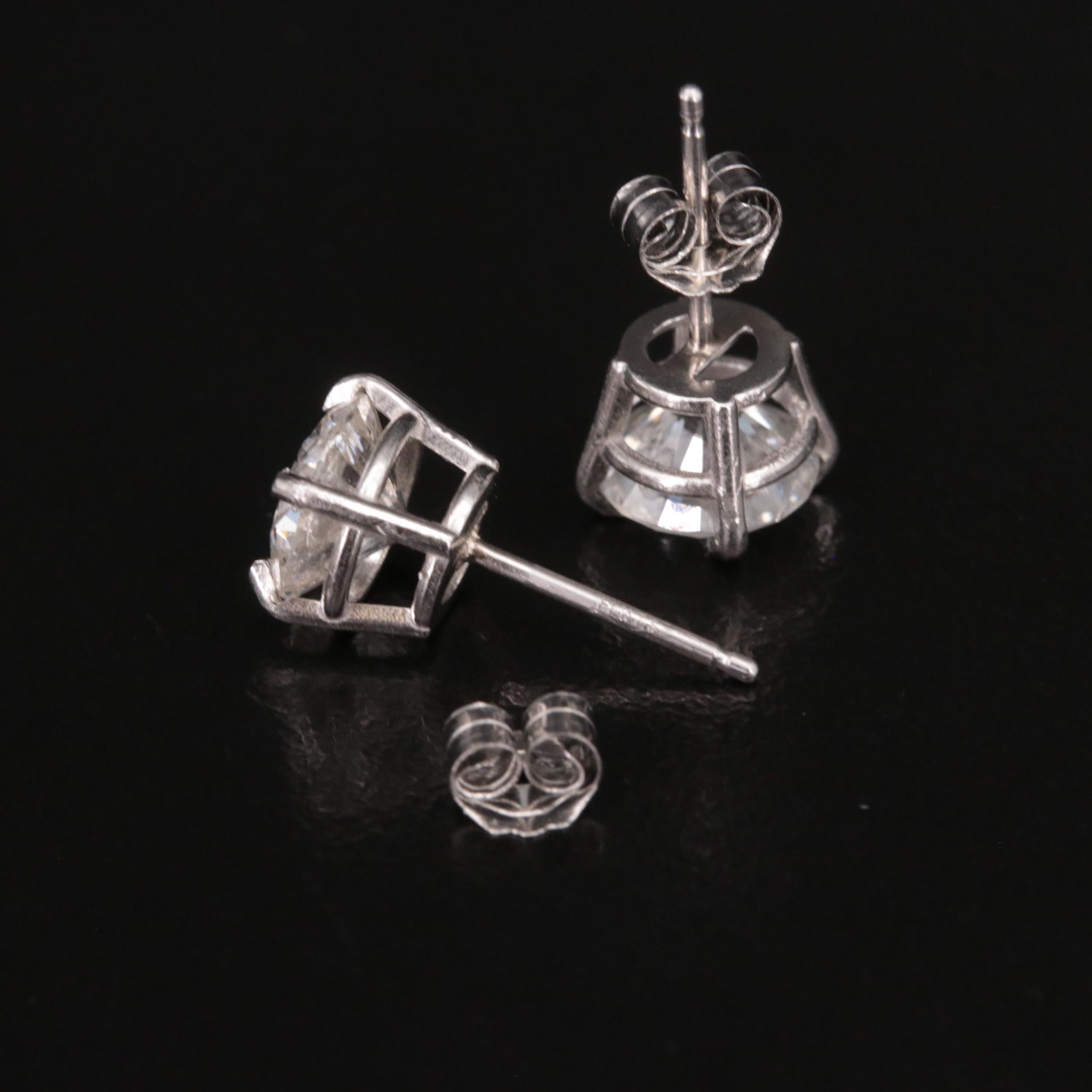 Platinum 2.27 CTW Diamond Stud Earrings with GIA Report