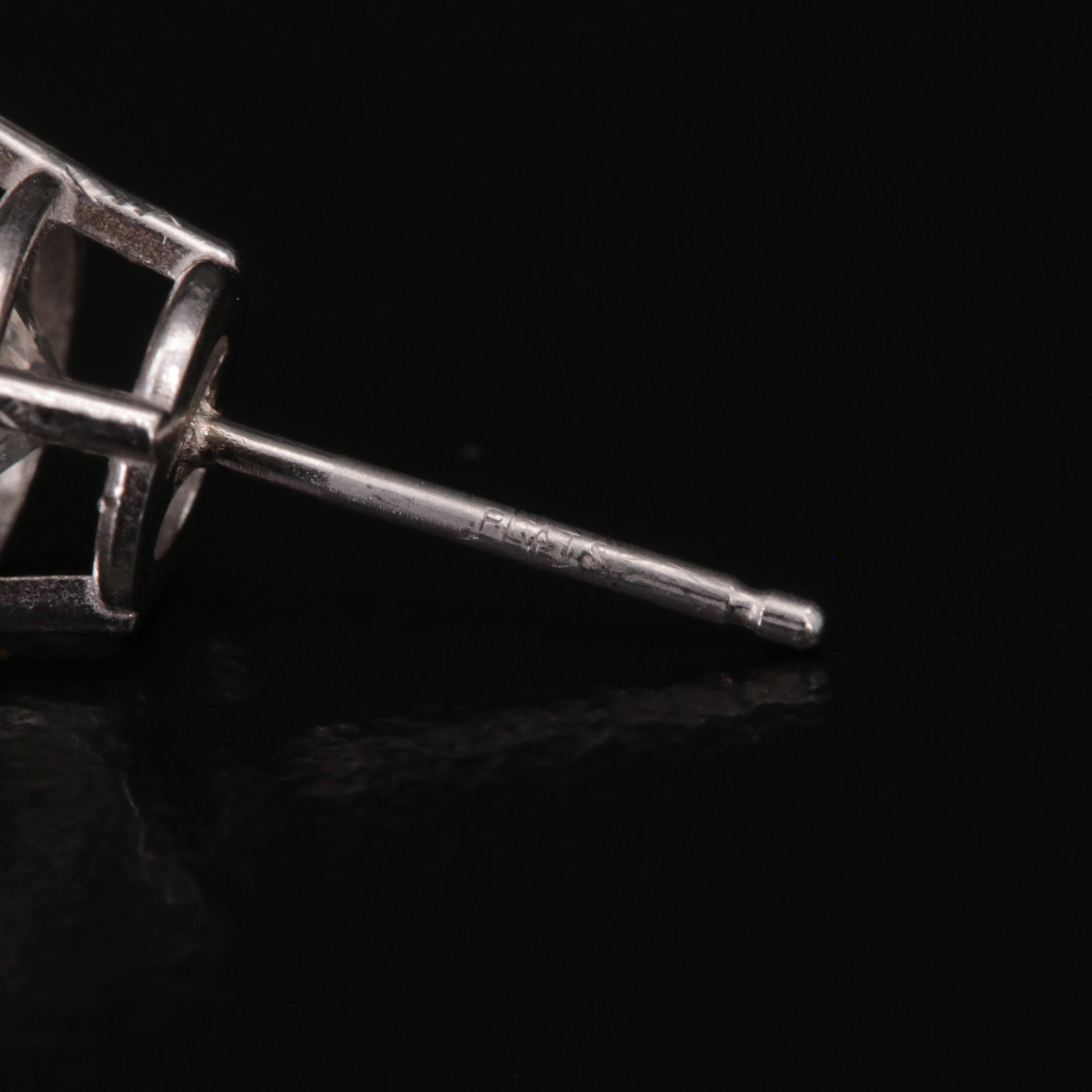 Platinum 2.27 CTW Diamond Stud Earrings with GIA Report