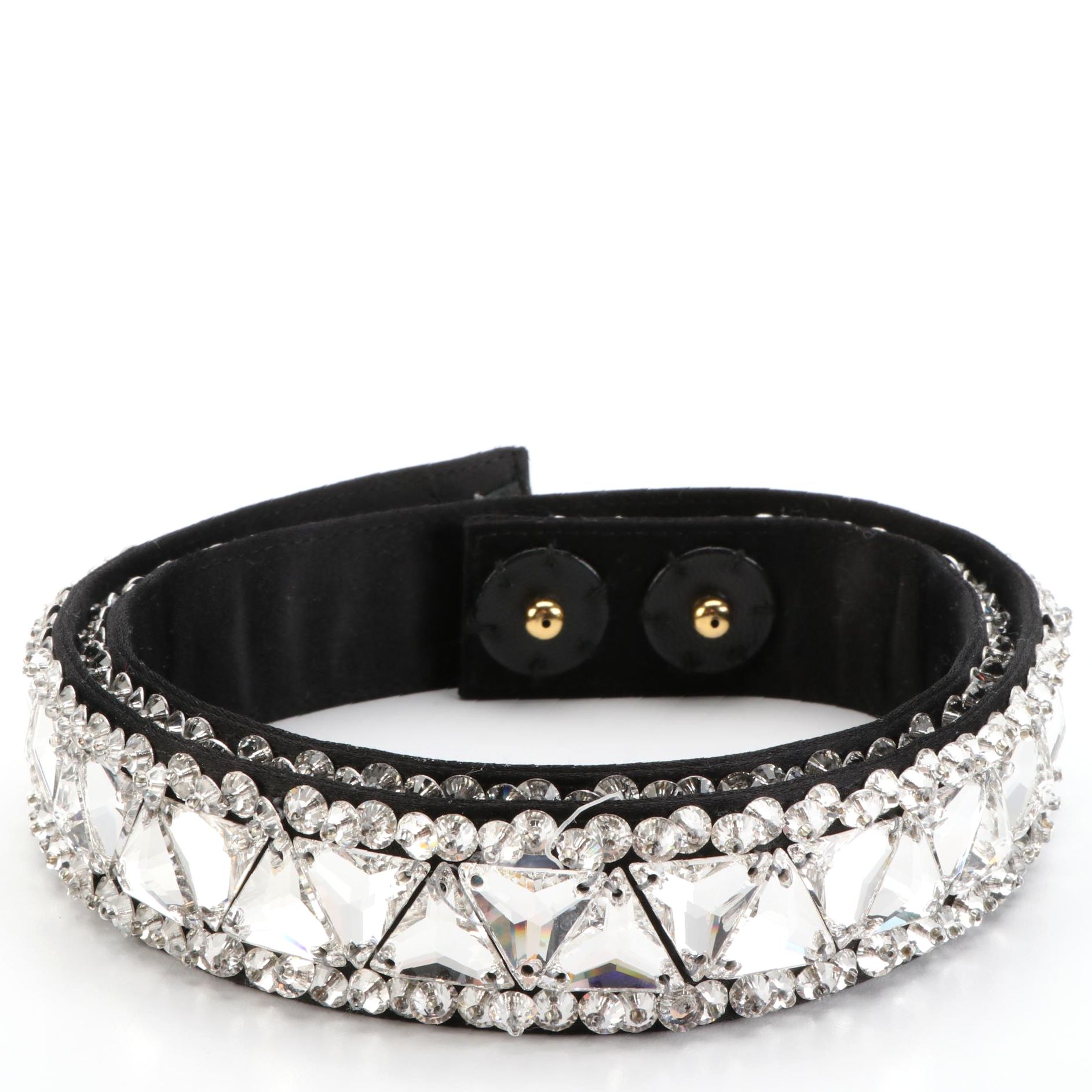 Prada Waist Belt in Crystal Embellished Black Satin