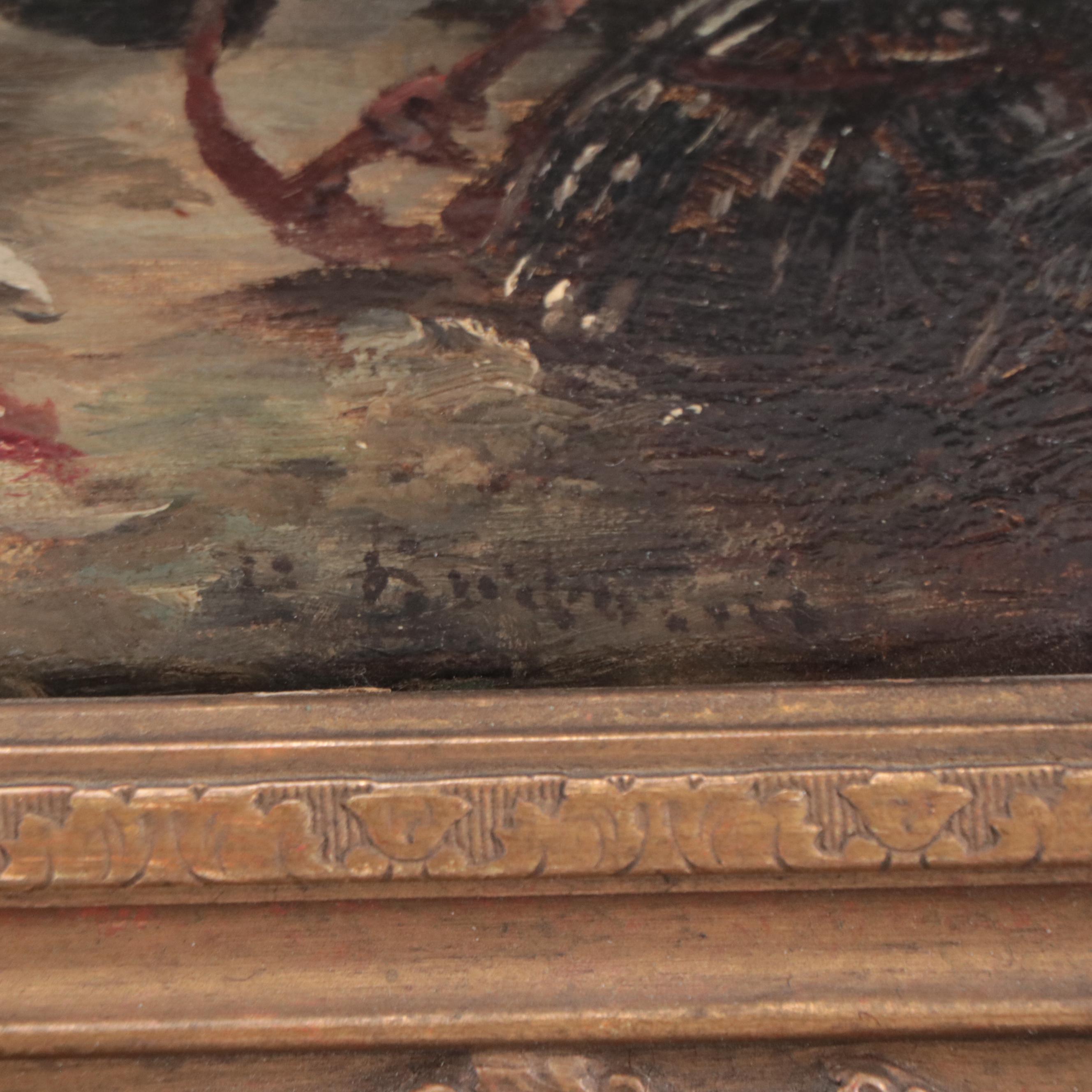 Emil Barbarini Oil Painting of Fish Market, 19th Century