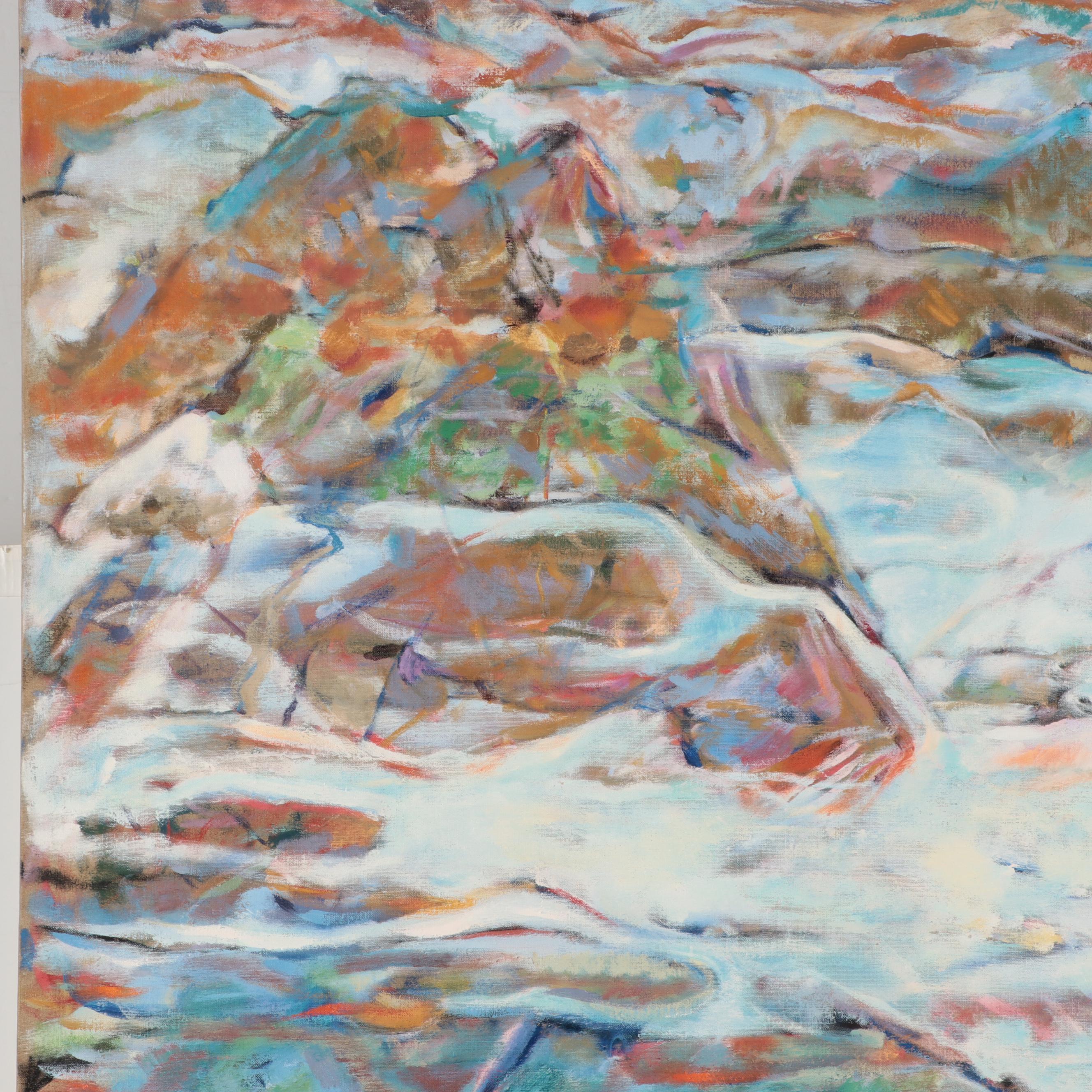 Ronald Newman Large-Scale Abstract Landscape Oil Painting, Circa 1970