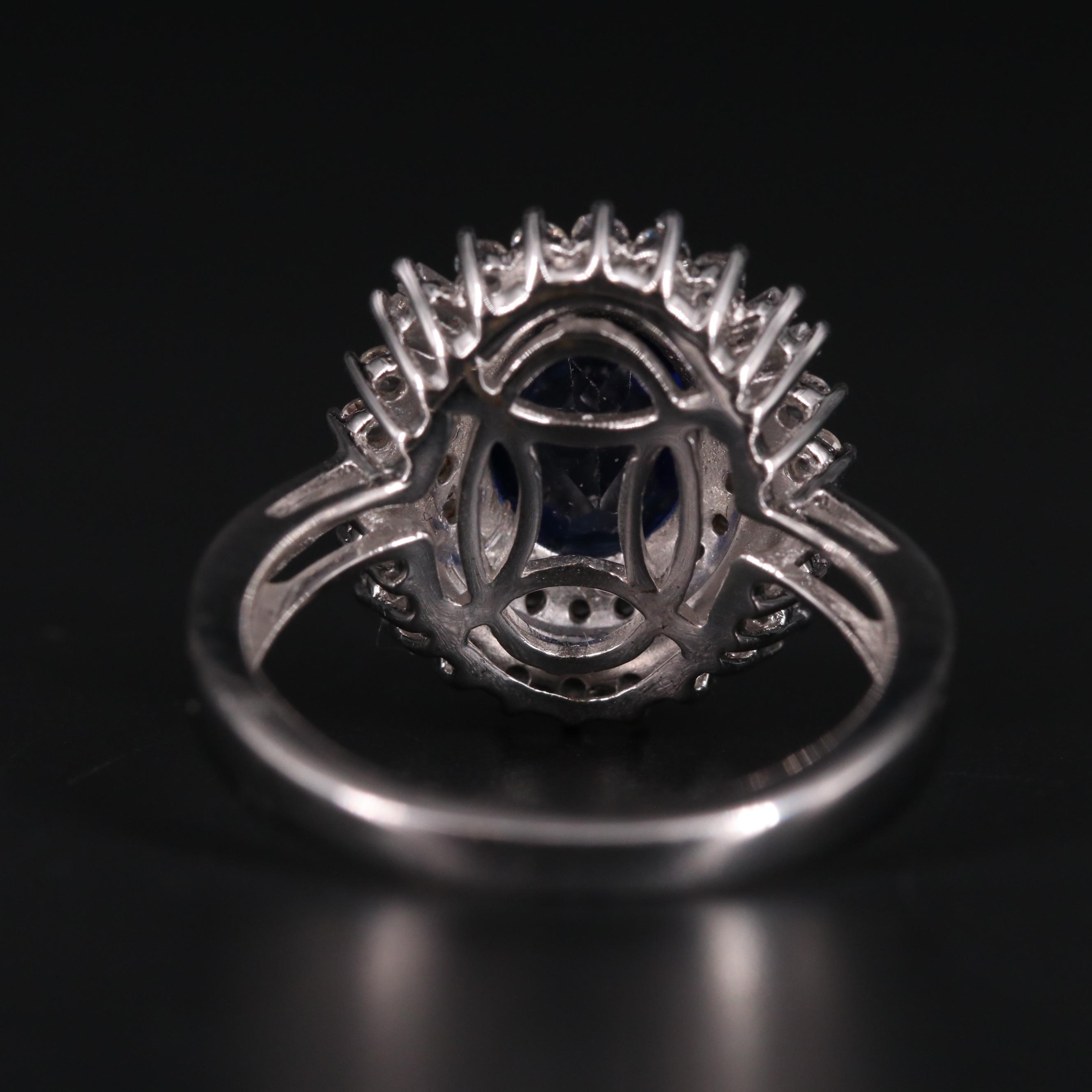 Sterling Silver Sapphire Halo Ring