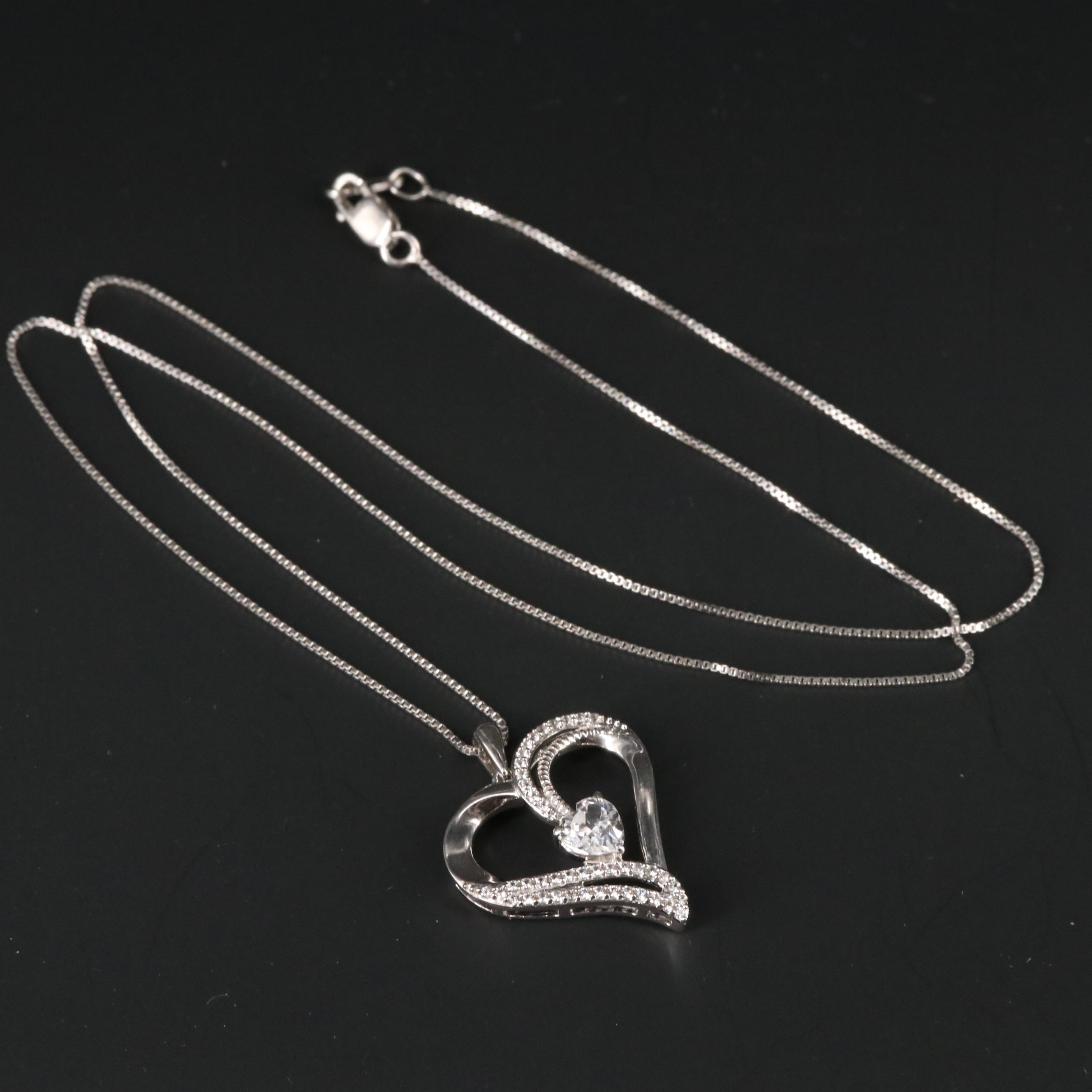 Starling Silver Sapphire Heart Necklace
