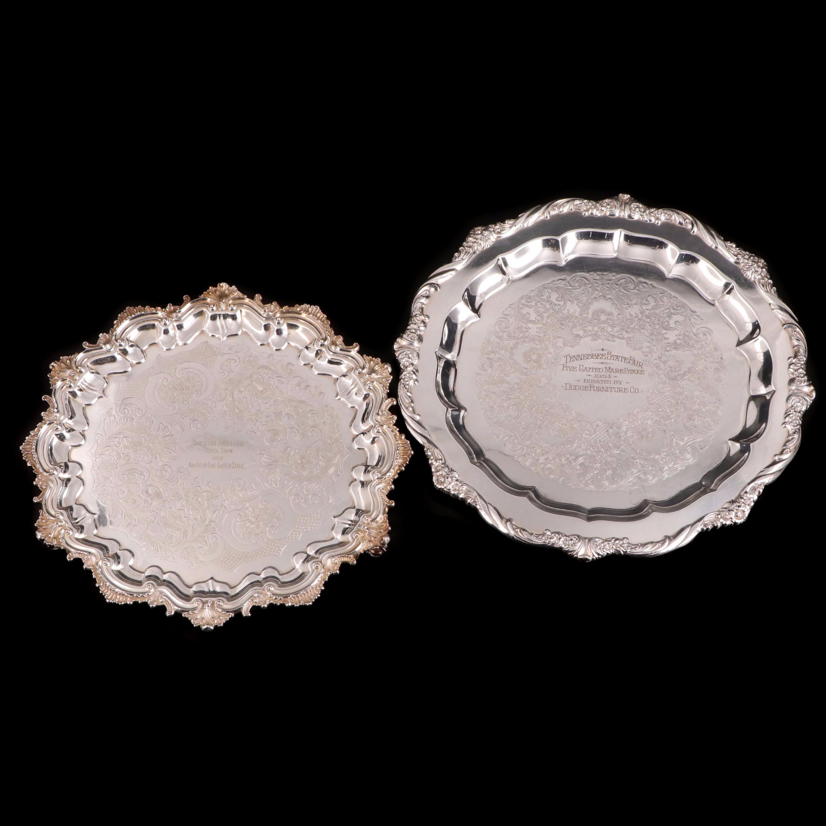 Ellis-Barker and Rogers Bros "Heritage" Silver Plate Trophy Salvers