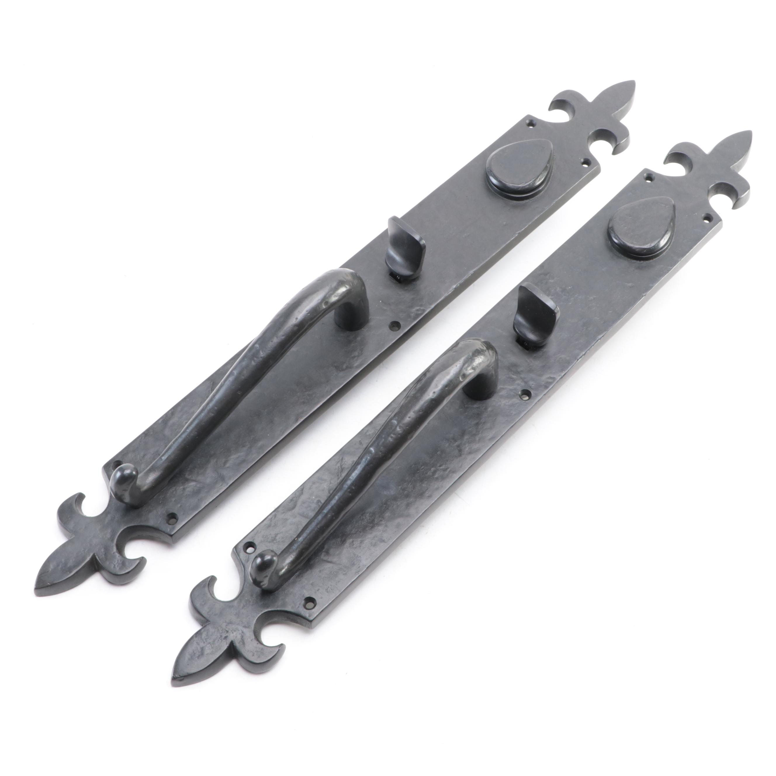 Solid Bronze Fleur-de-Lis Entrance Door Sets with Spring Assisted Round Knobs