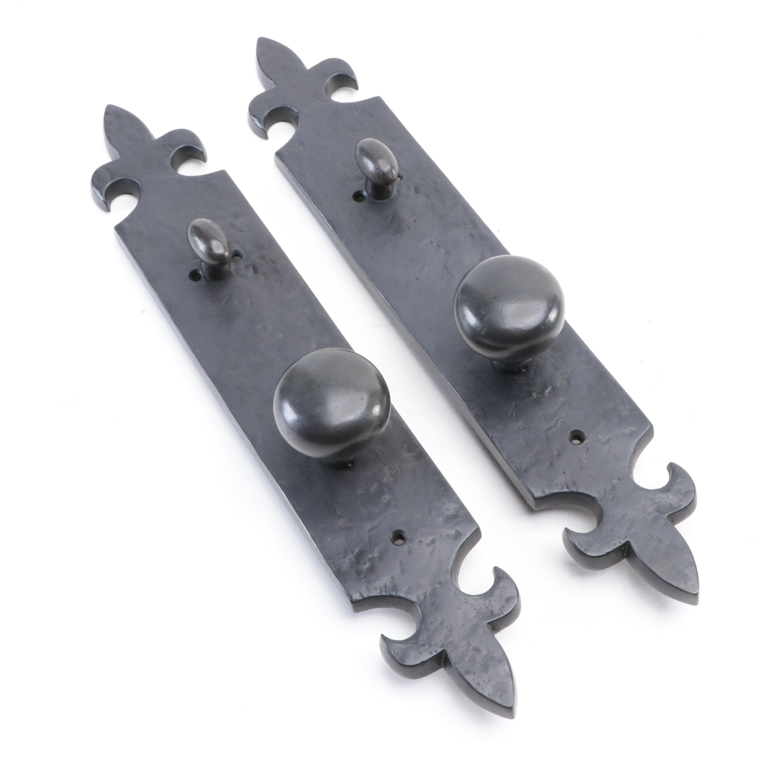 Solid Bronze Fleur-de-Lis Entrance Door Sets with Spring Assisted Round Knobs