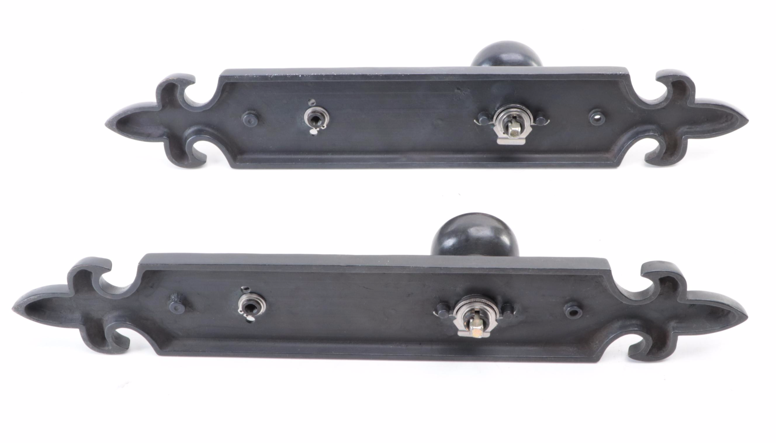 Solid Bronze Fleur-de-Lis Entrance Door Sets with Spring Assisted Round Knobs