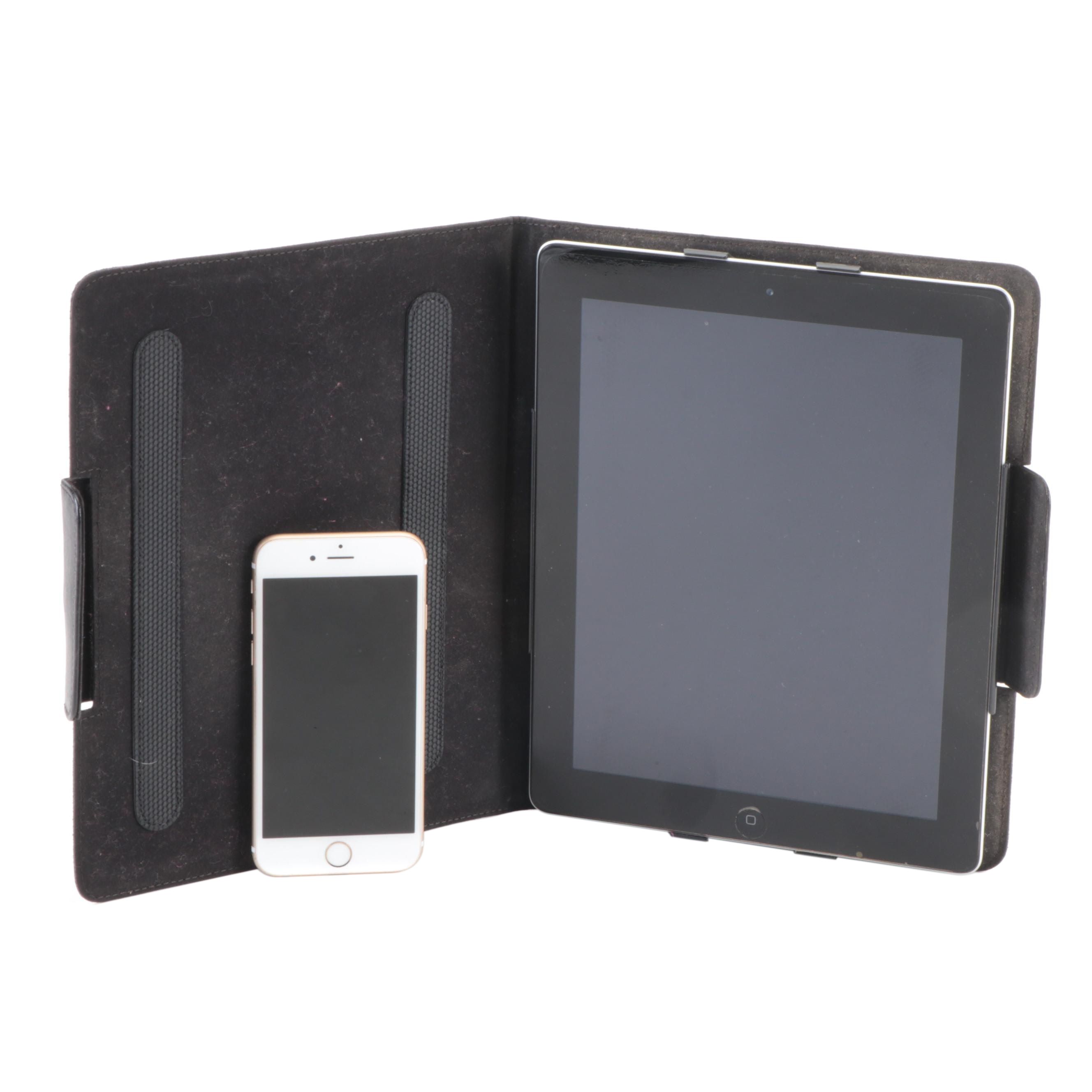 Apple iPhone 6S in Rose Gold and Apple iPad 2 with Cover