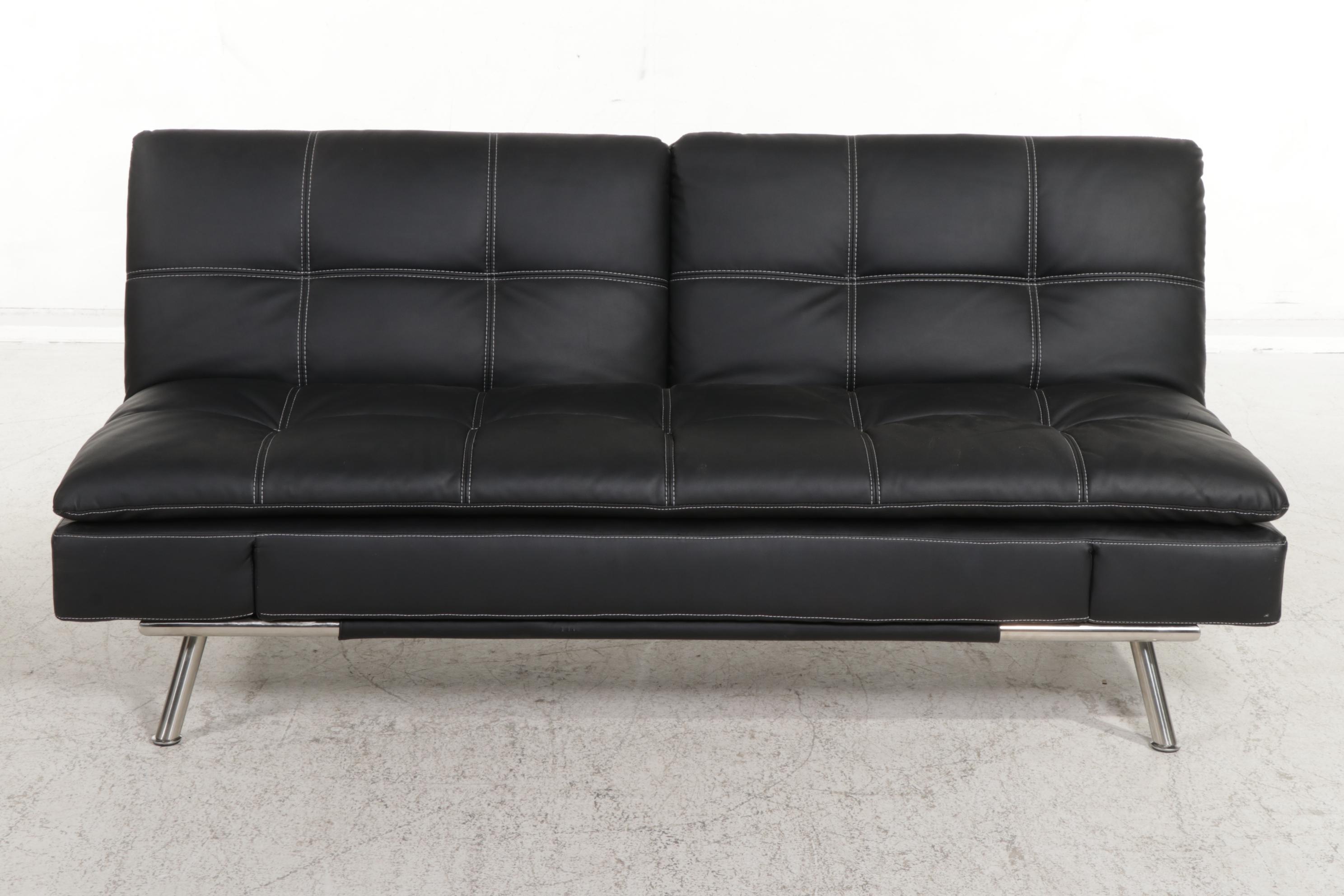 Lifestyle Solutions Stitched Faux Leather Convertible Sofa