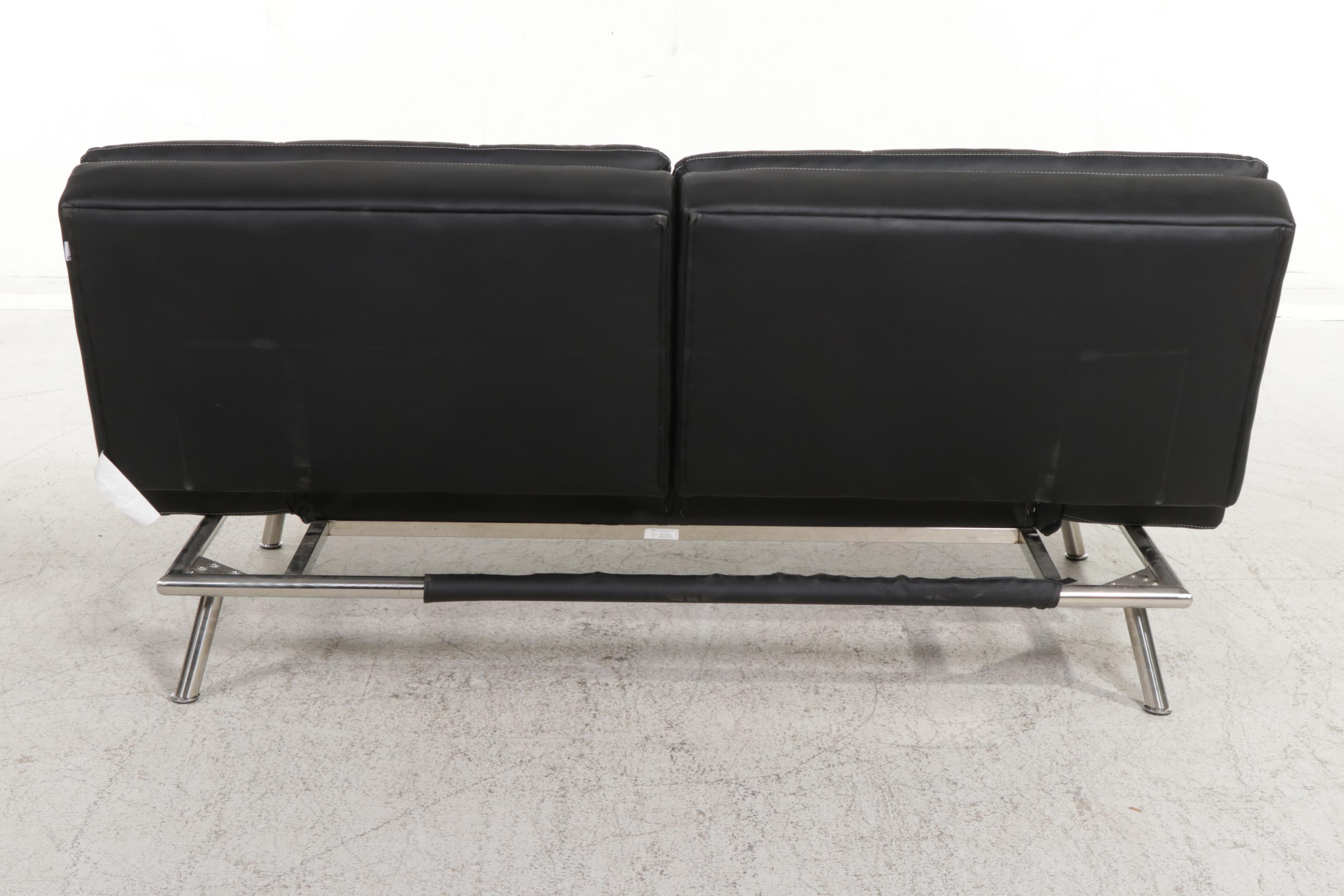 Lifestyle Solutions Stitched Faux Leather Convertible Sofa