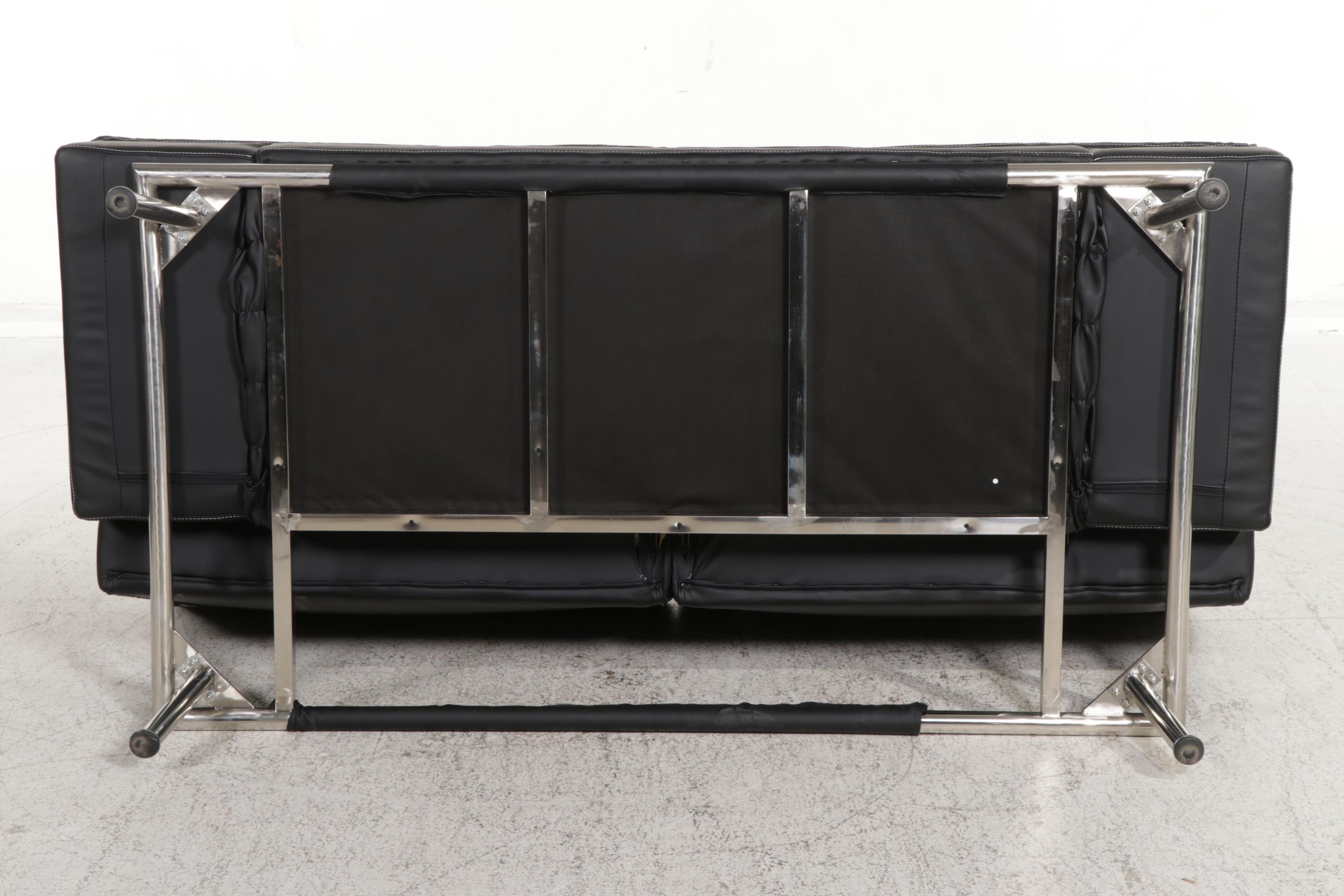 Lifestyle Solutions Stitched Faux Leather Convertible Sofa