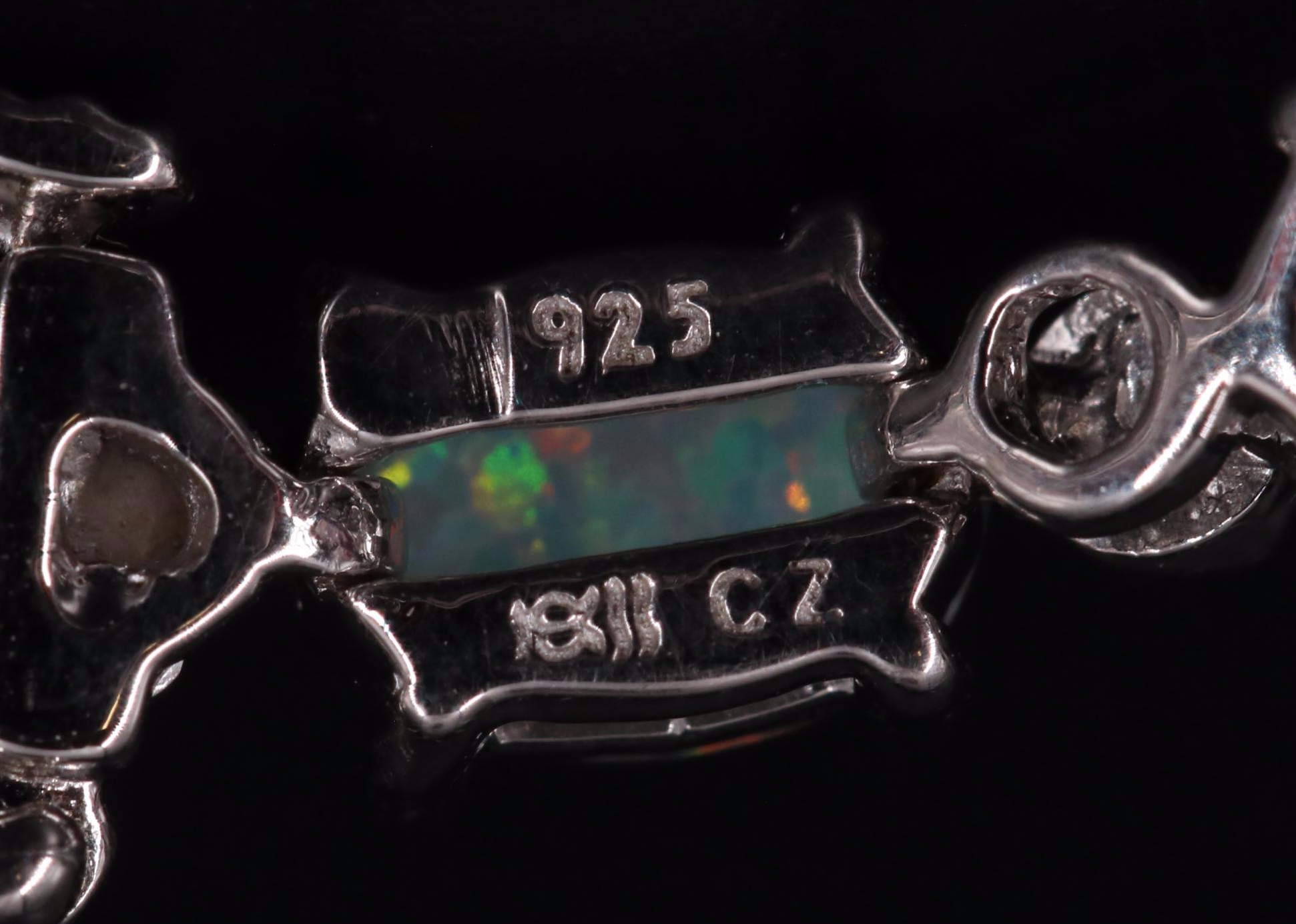 Sterling Silver Opal and Cubic Zirconia Bracelet