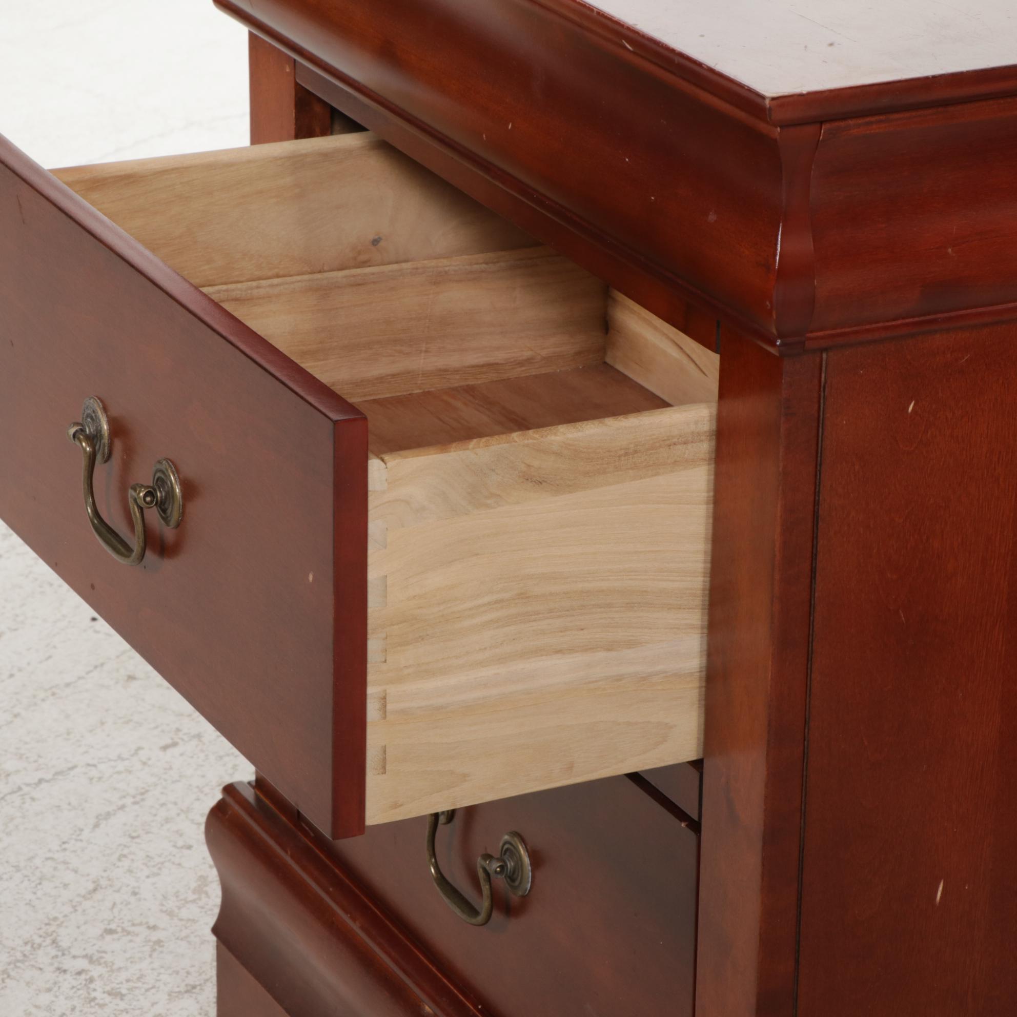 Louis Philippe Style Cherry-Stained Five-Drawer Chest and Nightstand