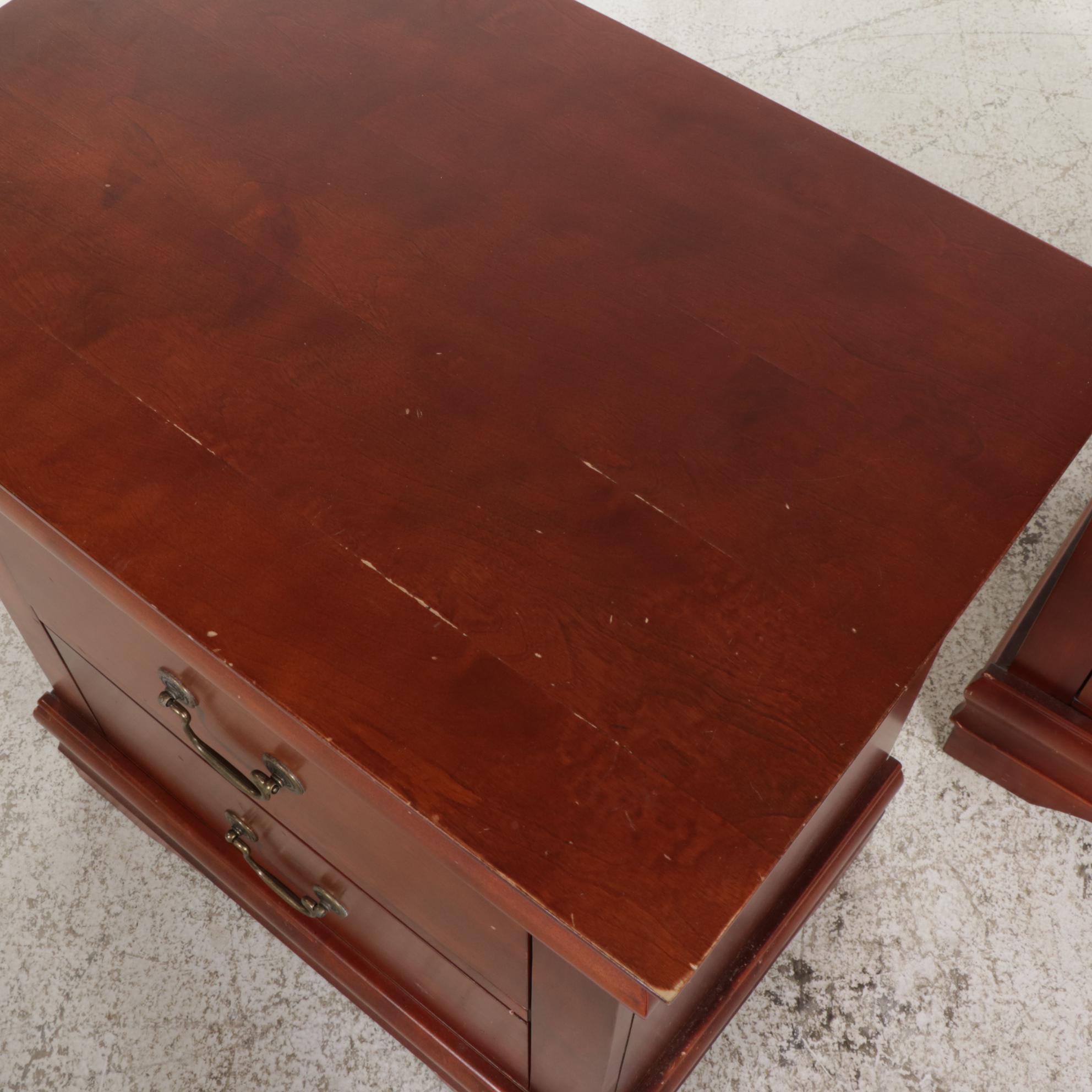 Louis Philippe Style Cherry-Stained Five-Drawer Chest and Nightstand