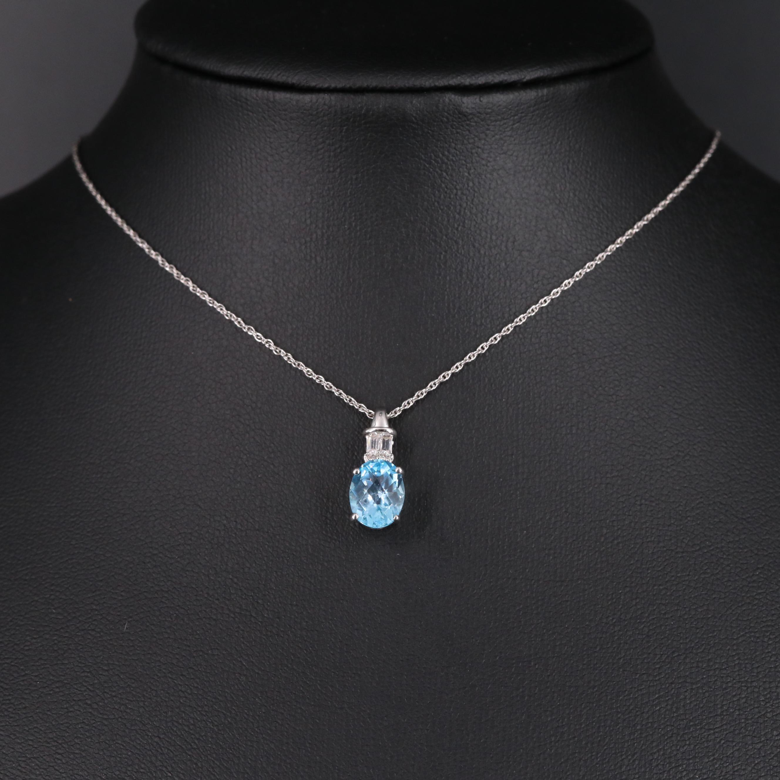 Sterling Silver Topaz and Sapphire Pendant Necklace