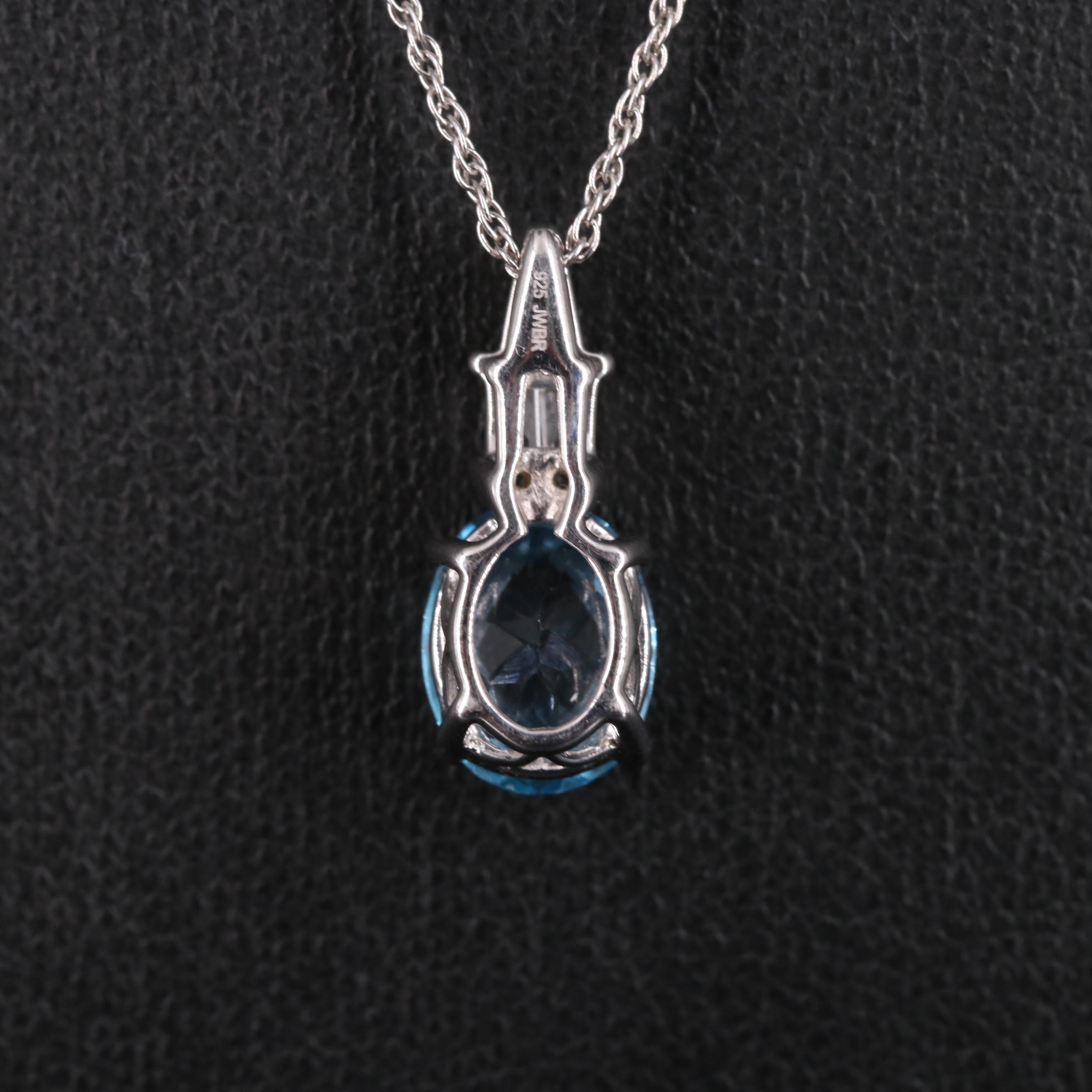 Sterling Silver Topaz and Sapphire Pendant Necklace