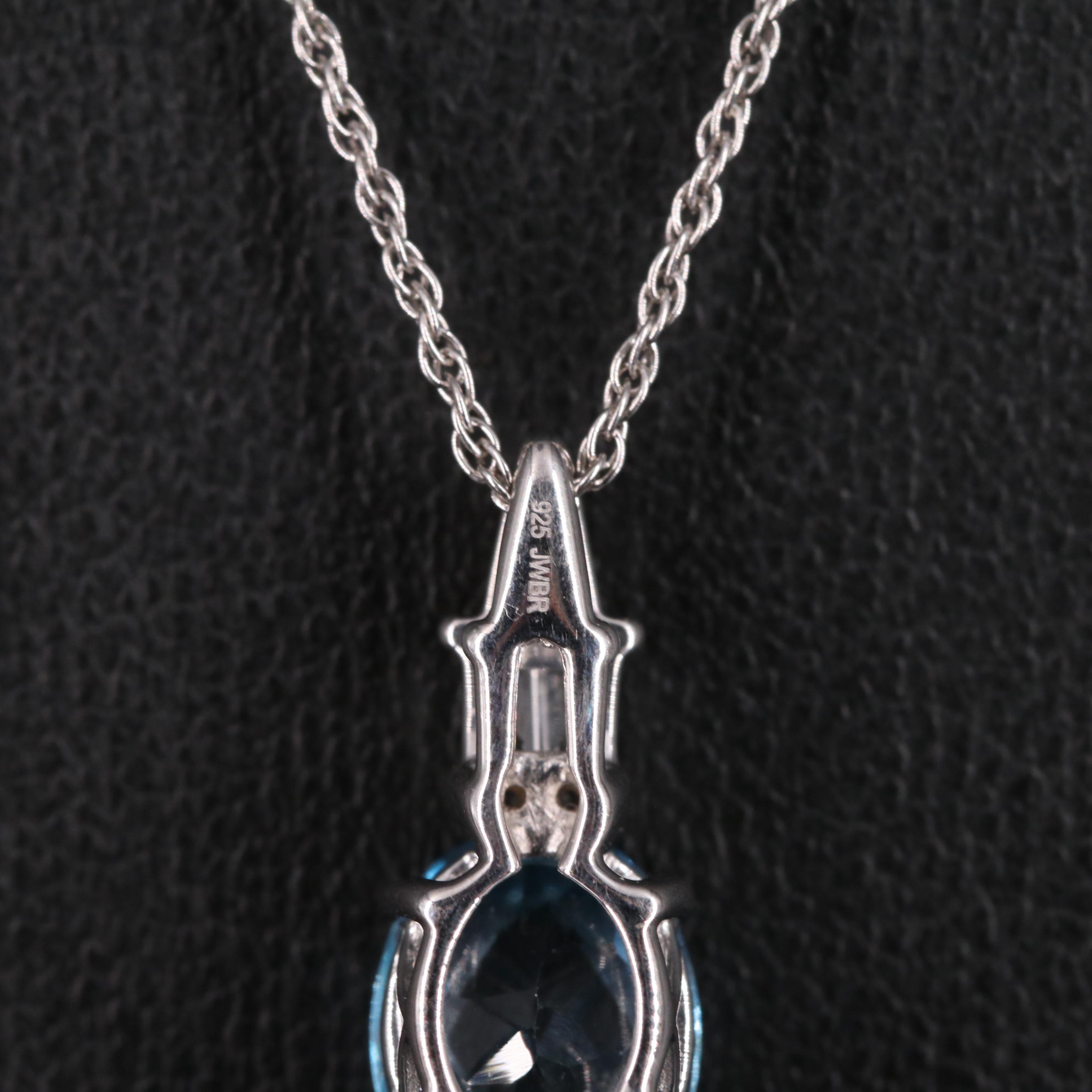 Sterling Silver Topaz and Sapphire Pendant Necklace