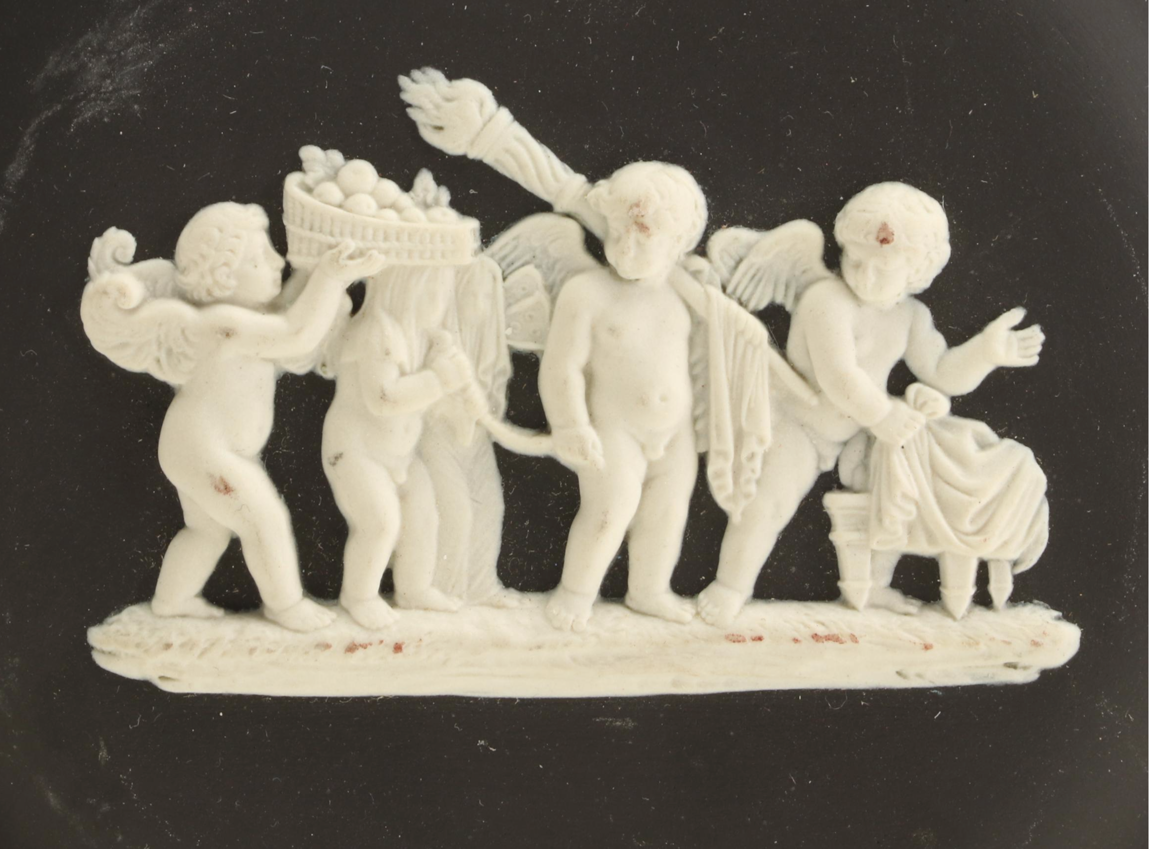 Wedgwood Jasperware Blue Trinket Box and Framed Black Medallion