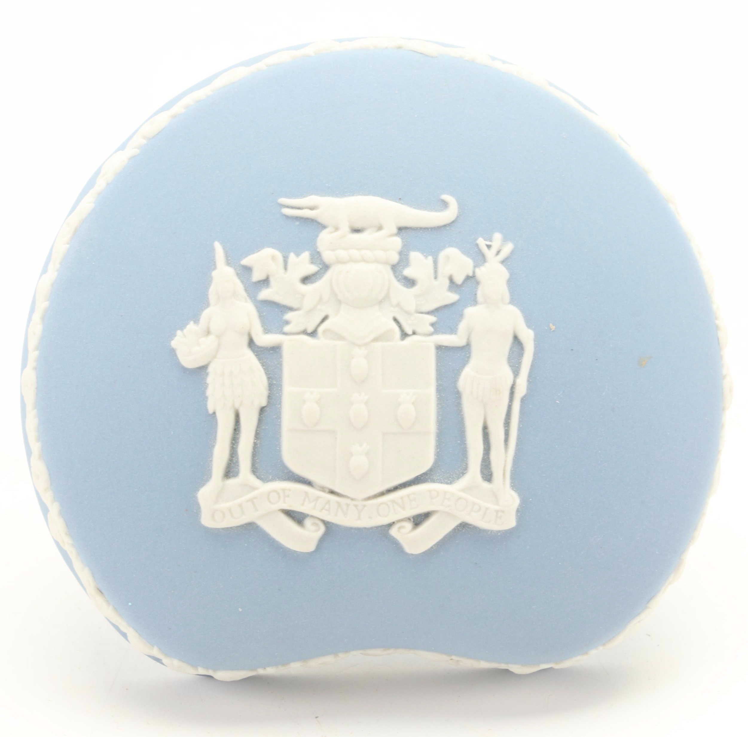 Wedgwood Jasperware Blue Trinket Box and Framed Black Medallion