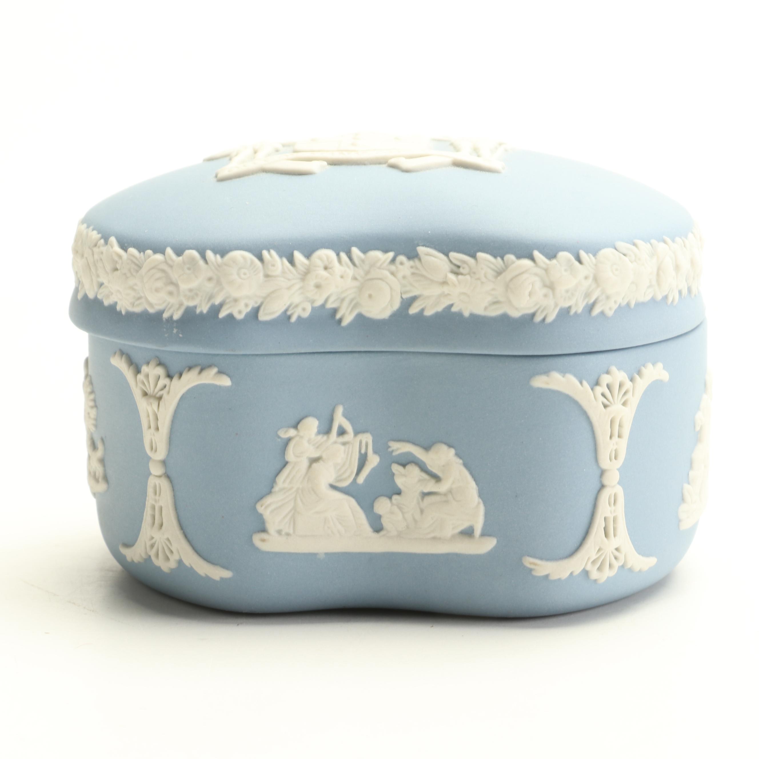 Wedgwood Jasperware Blue Trinket Box and Framed Black Medallion