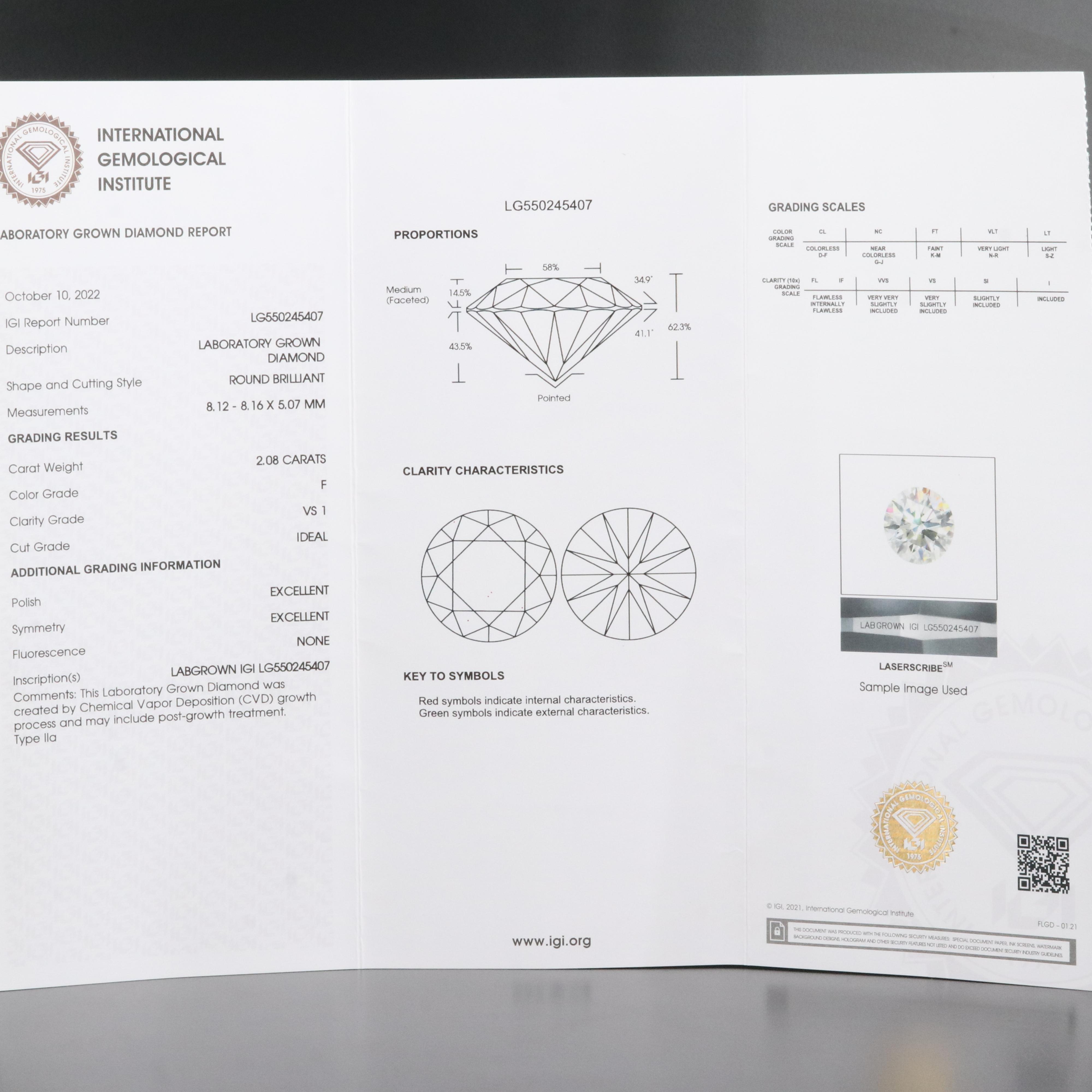 Platinum 4.16 CTW Lab Grown Diamond Stud Earrings with IGI Reports