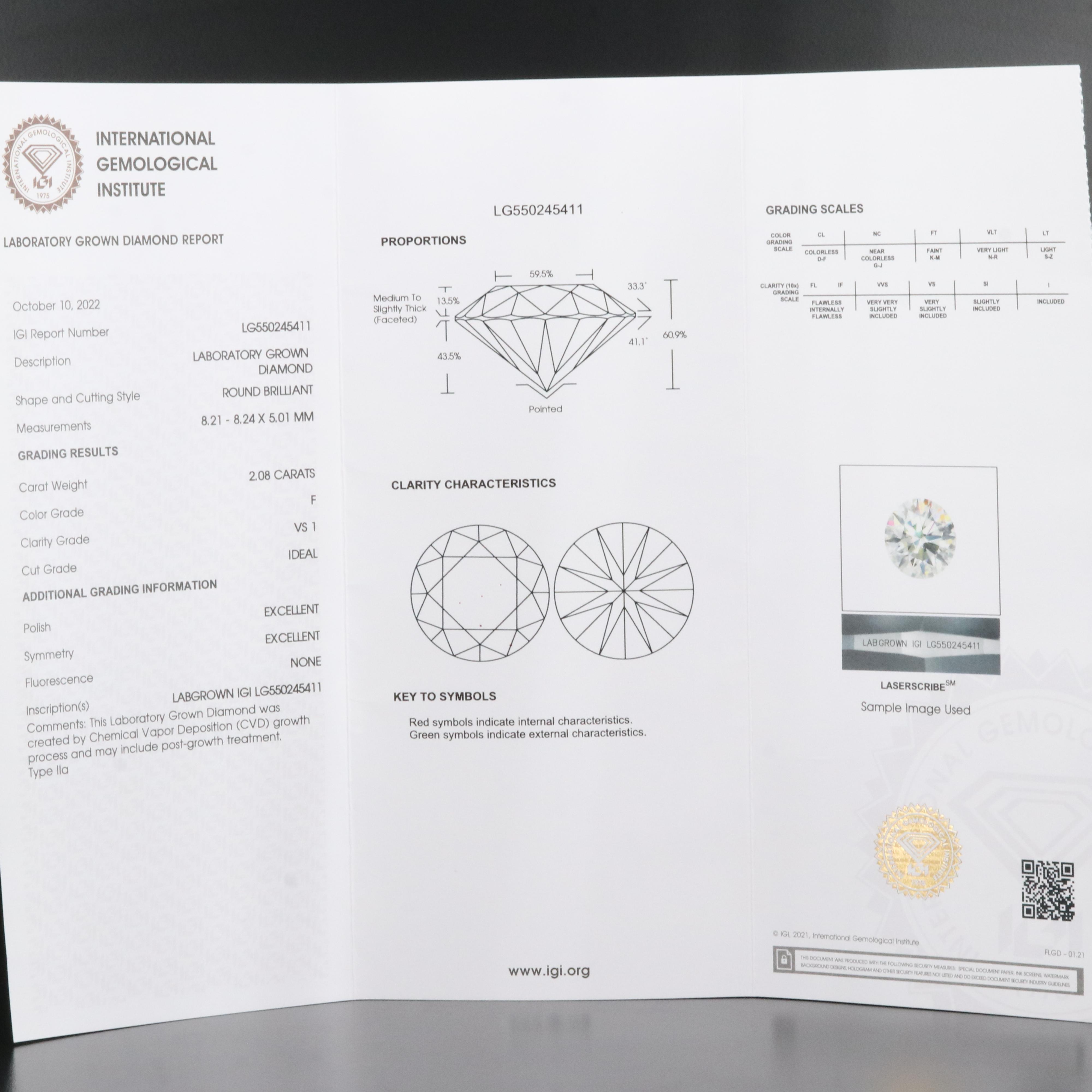 Platinum 4.16 CTW Lab Grown Diamond Stud Earrings with IGI Reports