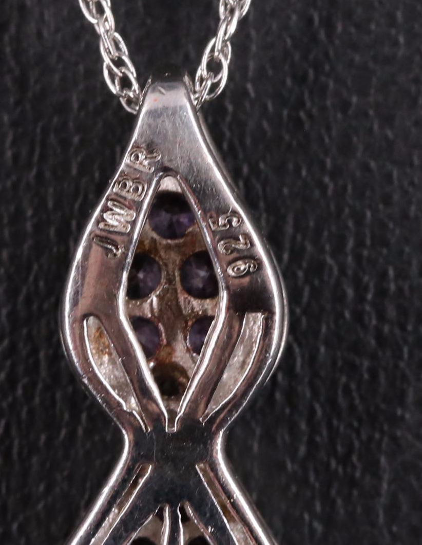 Sterling Silver Sapphire and Diamond Pendant Necklace