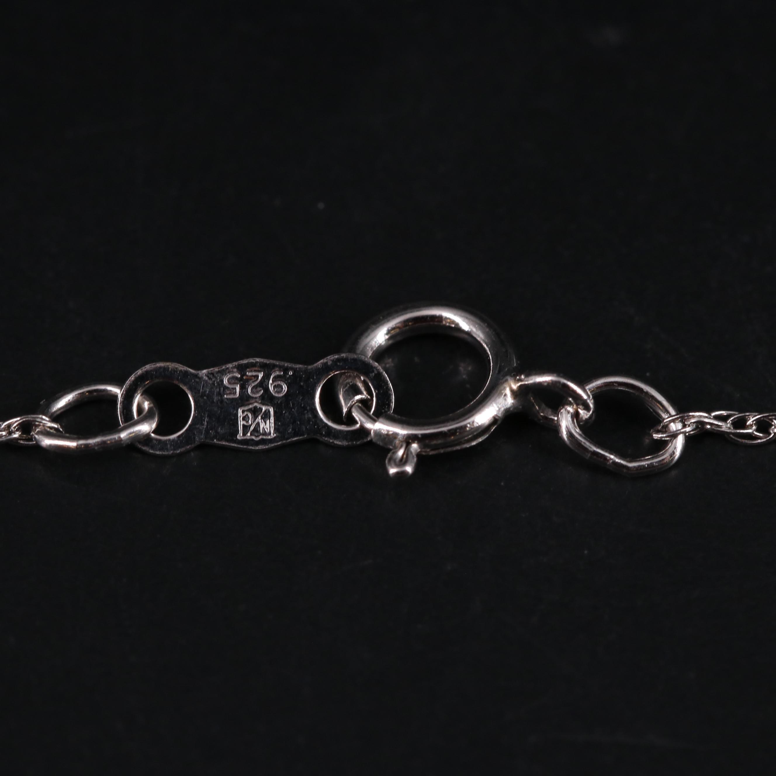 Sterling Silver Sapphire and Diamond Pendant Necklace