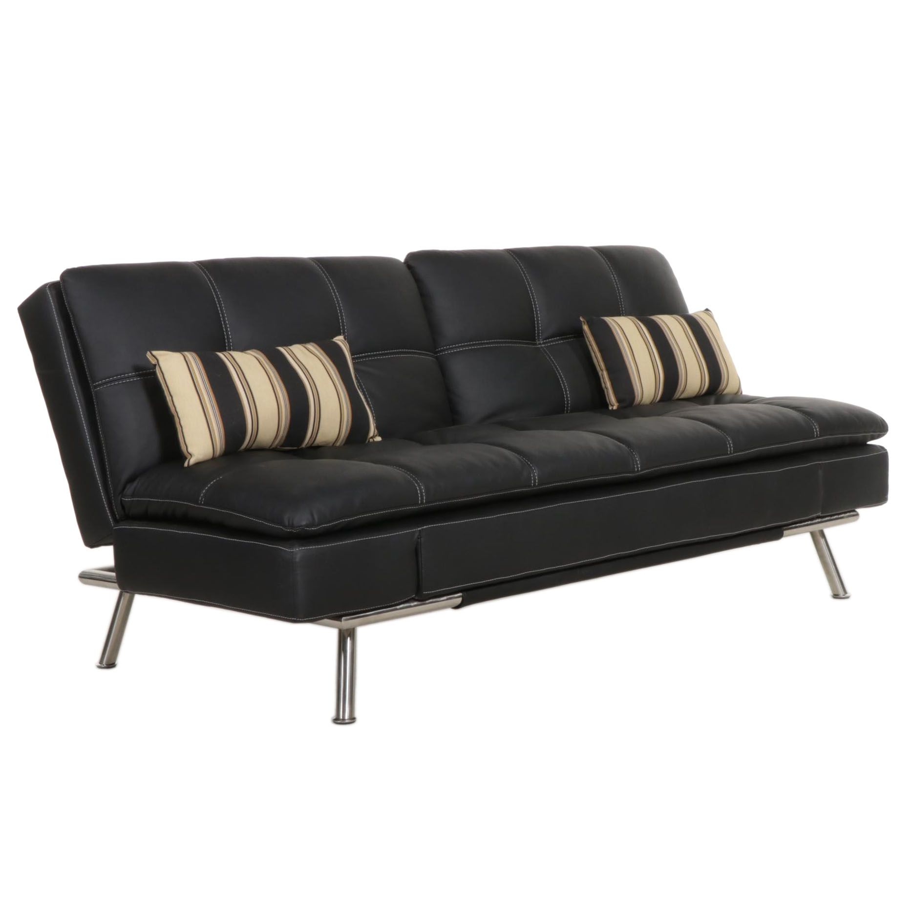 Lifestyle Solutions Stitched Faux Leather Convertible Sofa