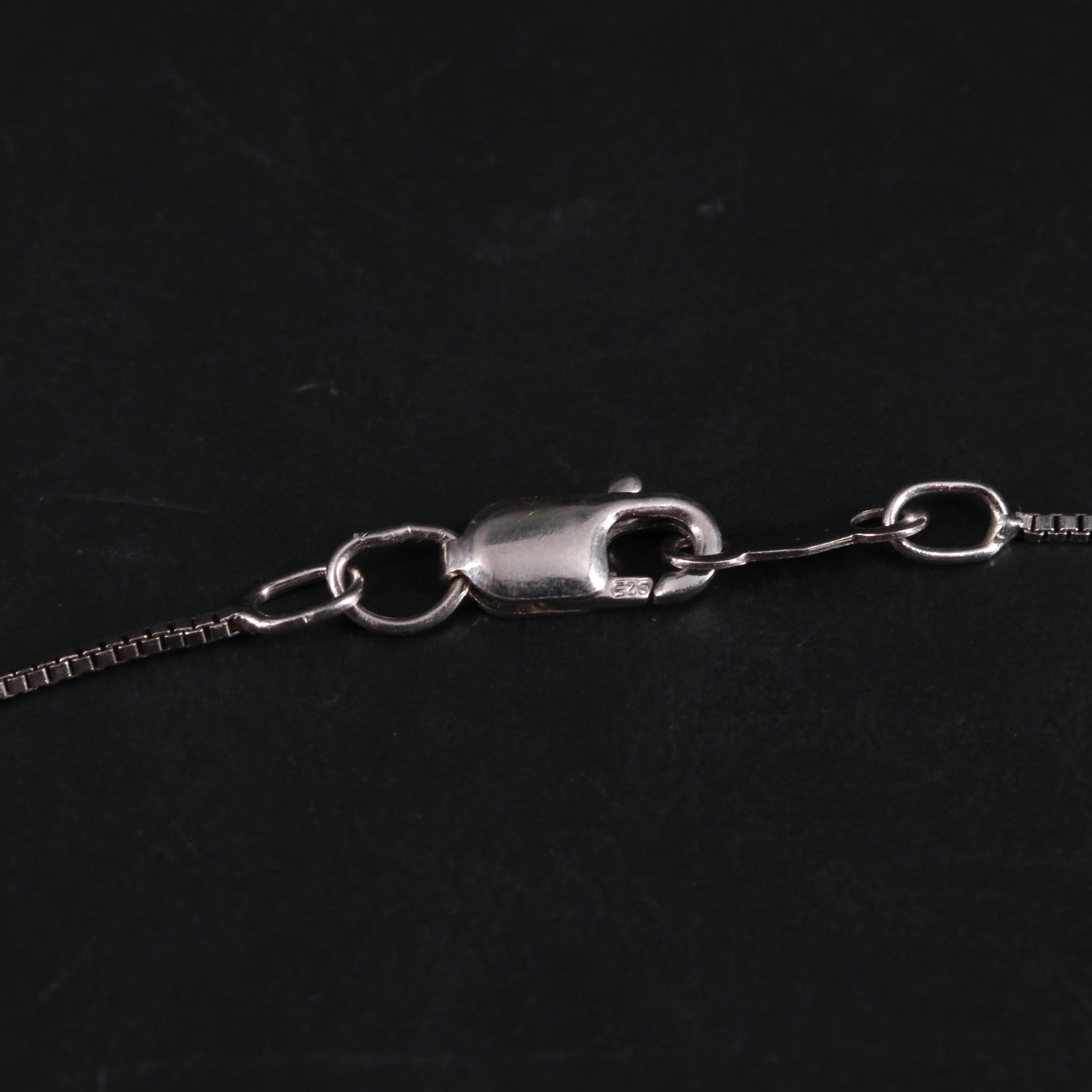 Sterling Silver Sapphire and Diamond Pendant Necklace