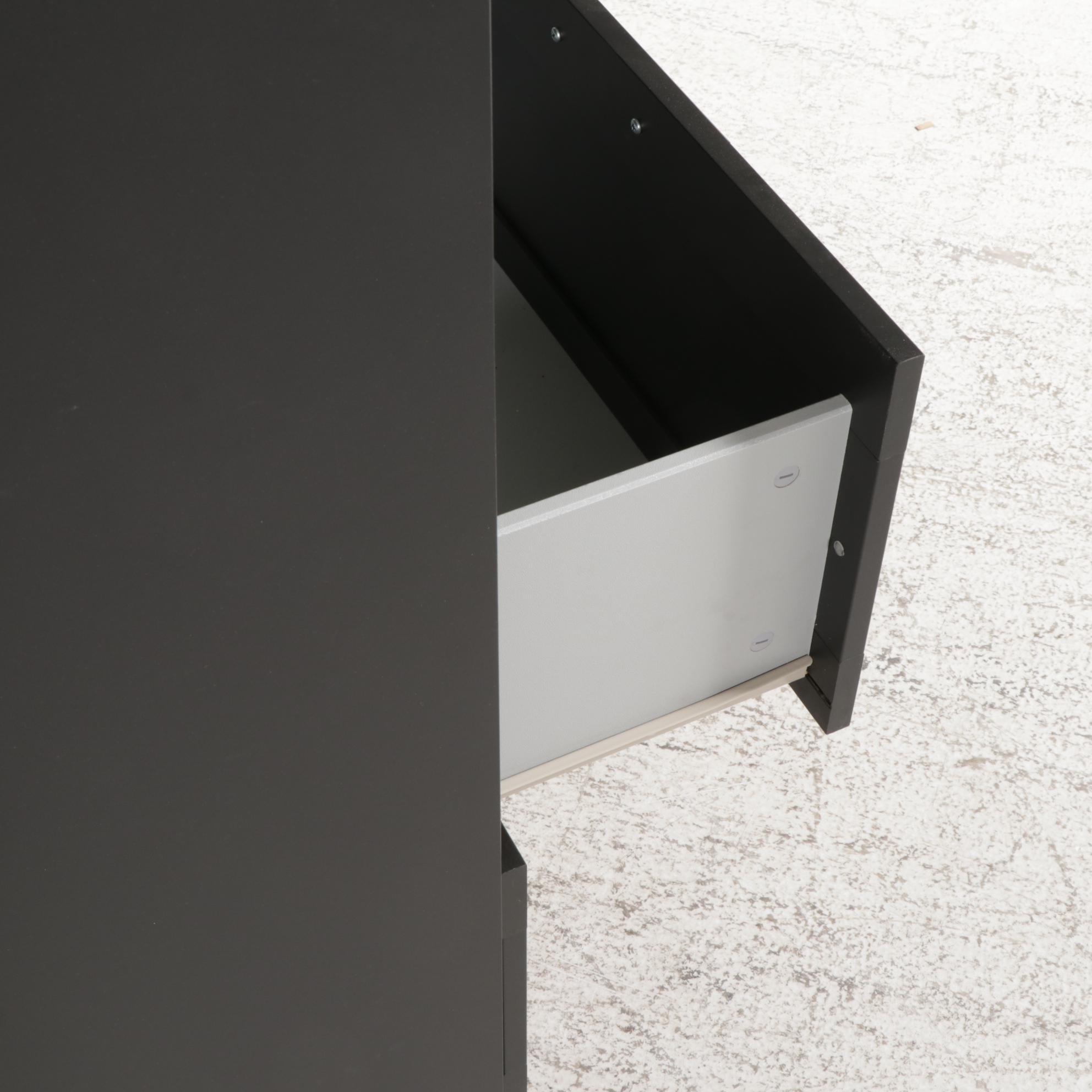 Pair of IKEA "Brimnes" Black Bookcases with Drawers