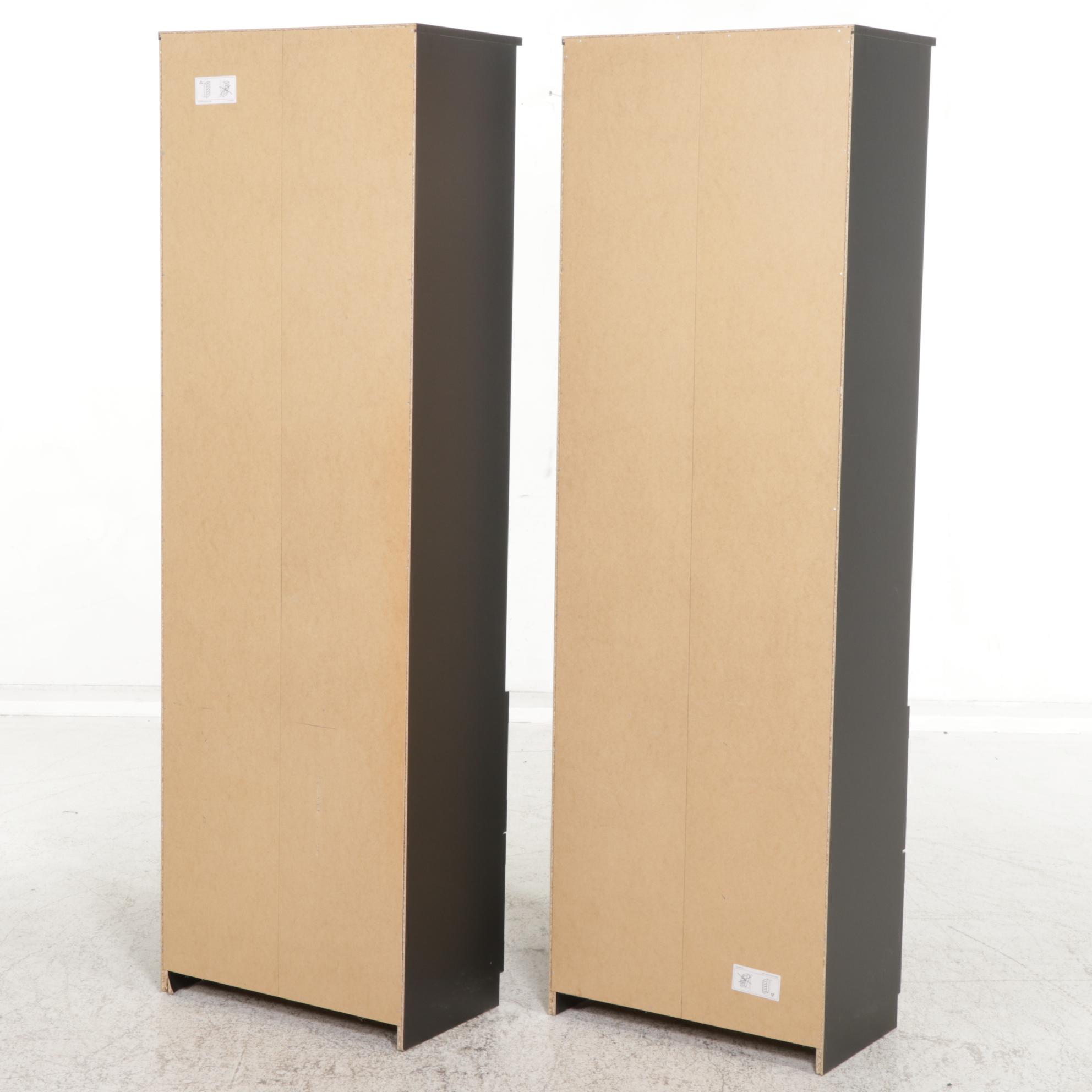 Pair of IKEA "Brimnes" Black Bookcases with Drawers