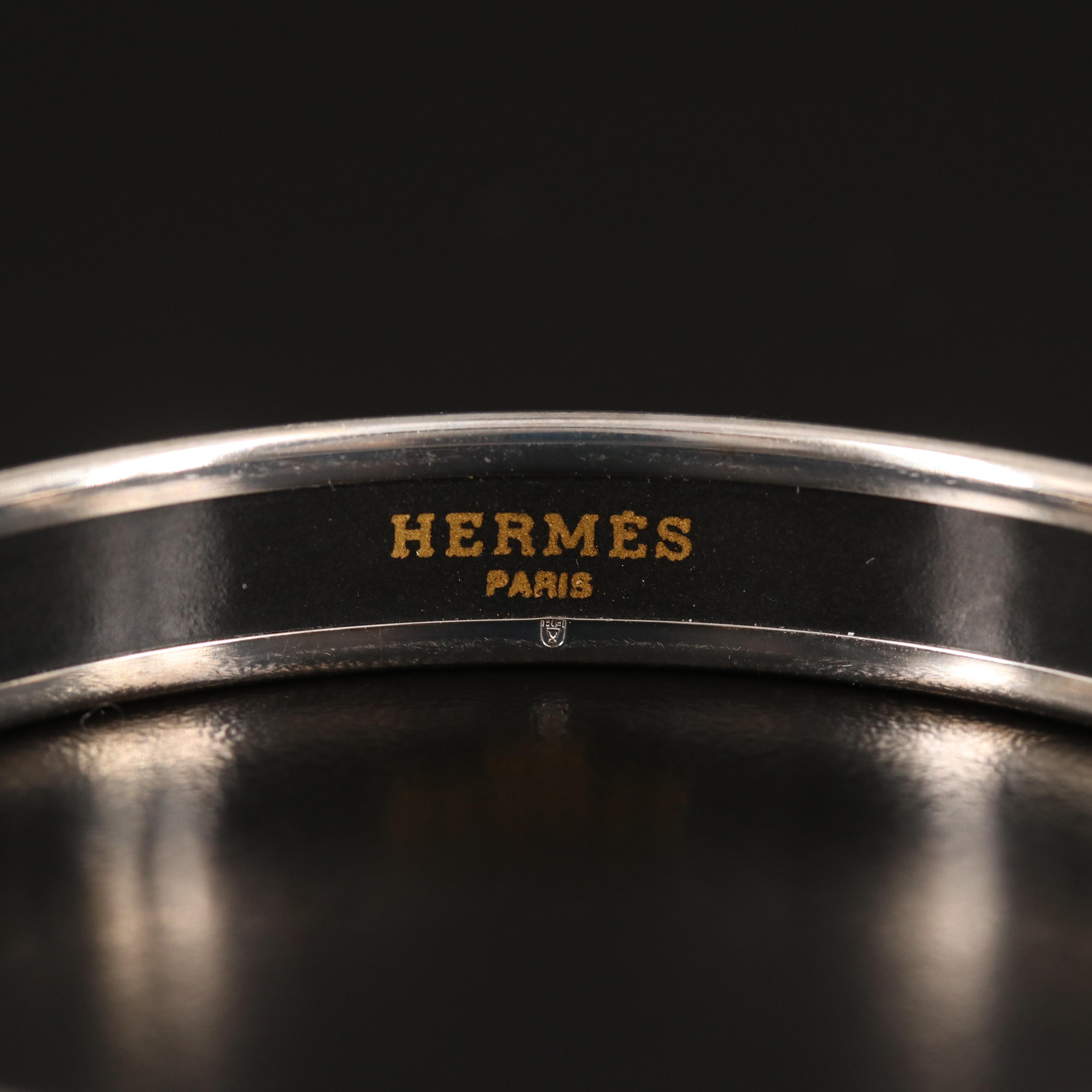 Hermès Narrow Blue Flora and Fauna Bangle