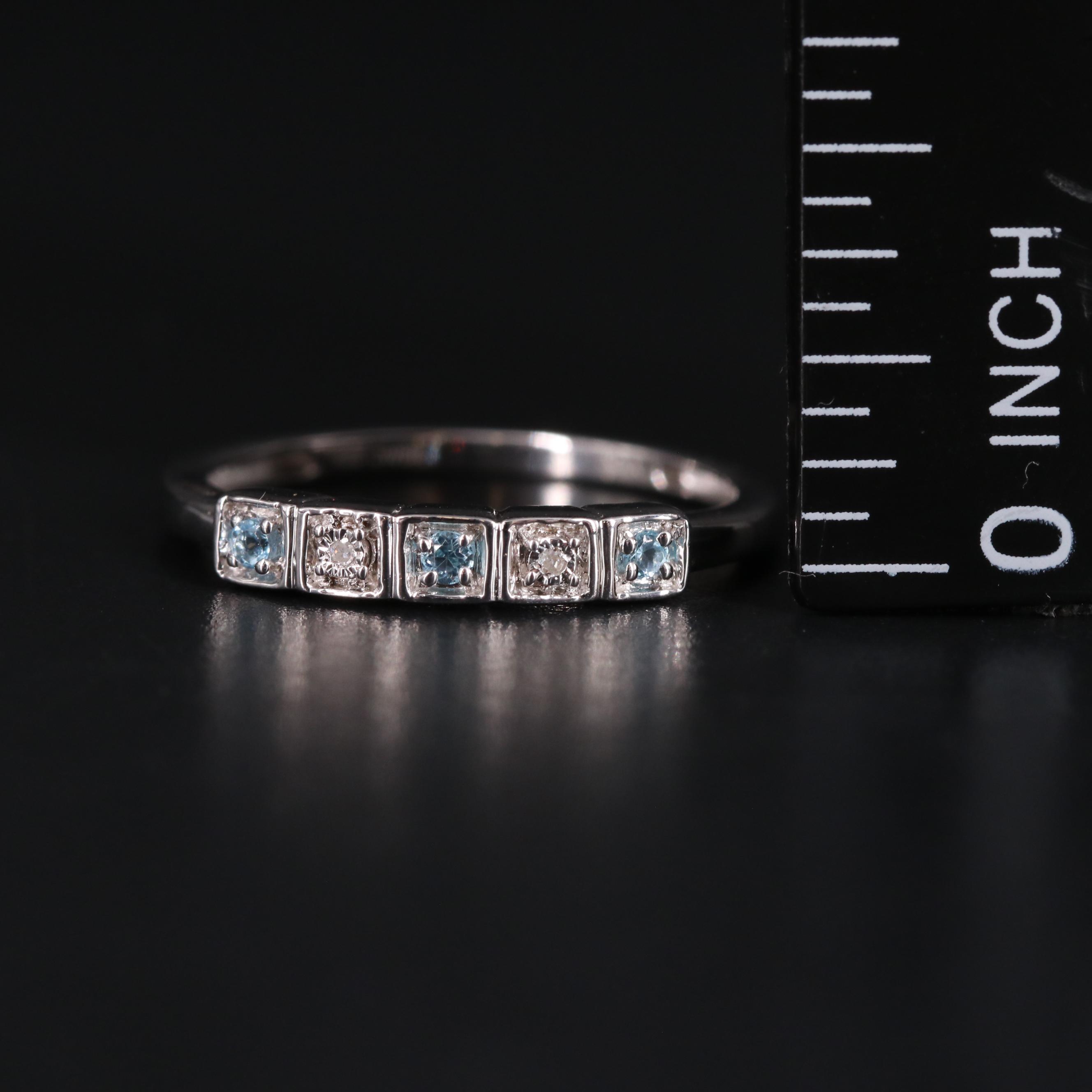 Sterling Silver Topaz and Diamond Ring