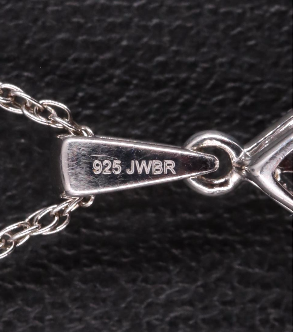 Sterling Silver Ruby and Diamond Pendant Necklace