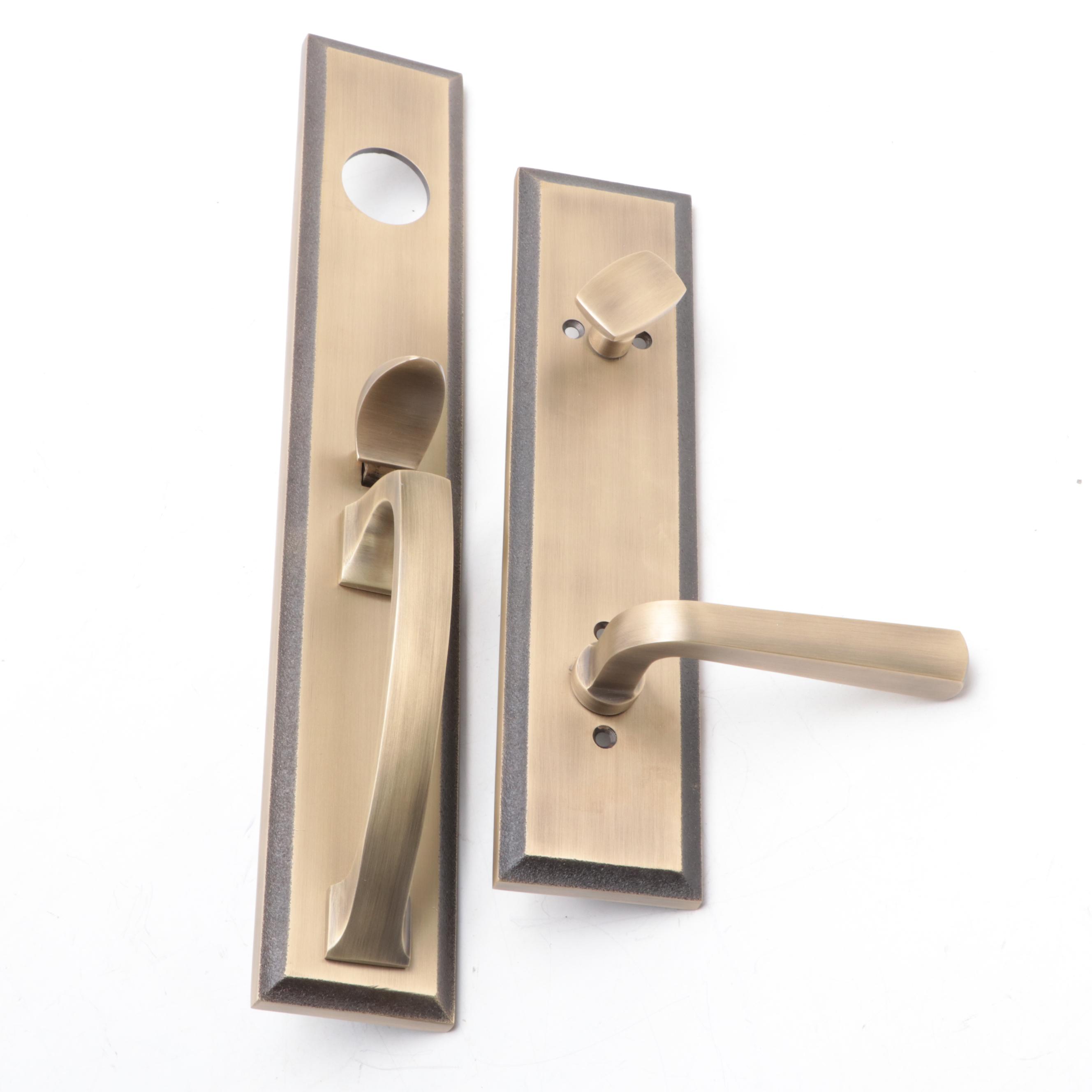 Antique Finished Brass Left Hand Dummy and Right Hand Lever Entry Door Sets