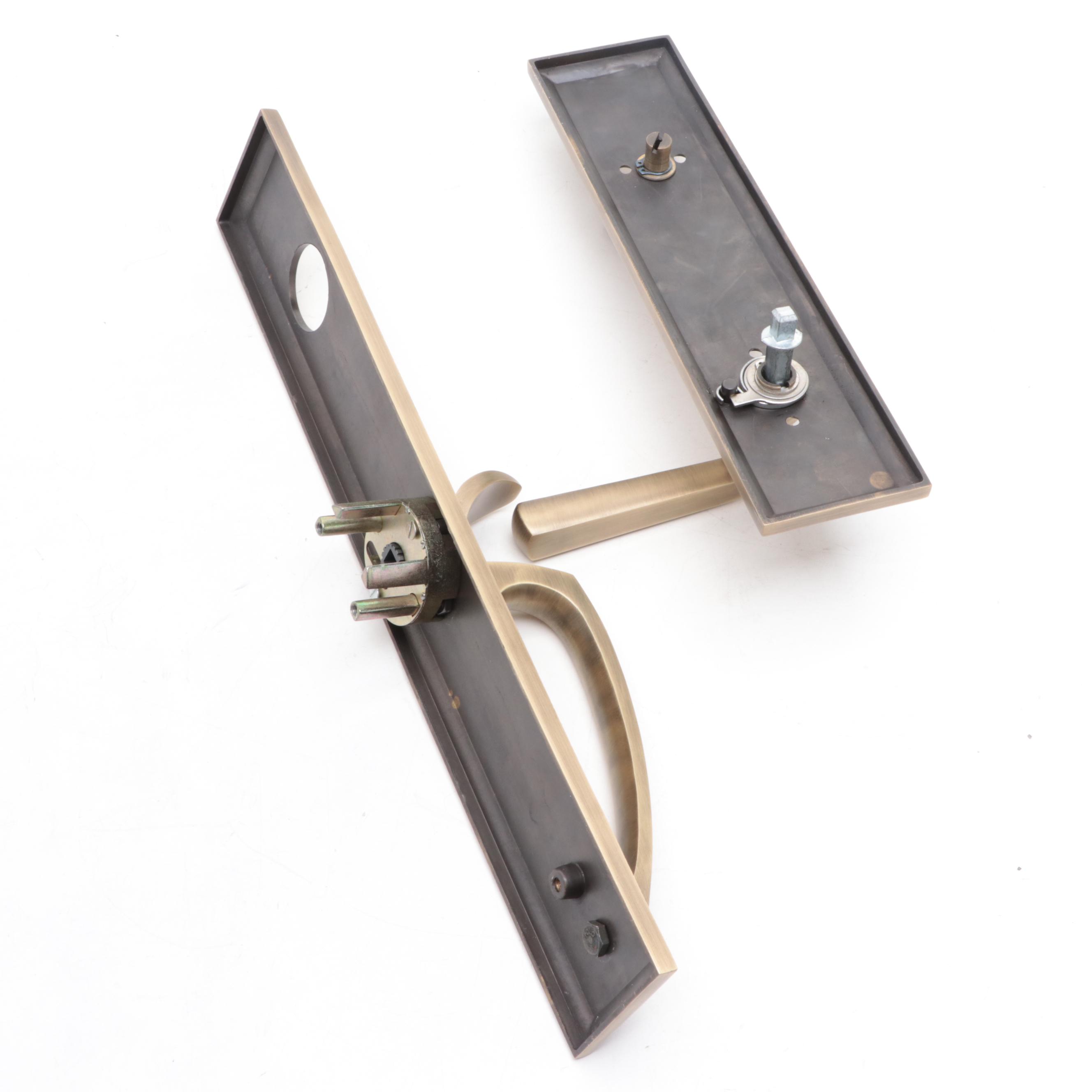 Antique Finished Brass Left Hand Dummy and Right Hand Lever Entry Door Sets