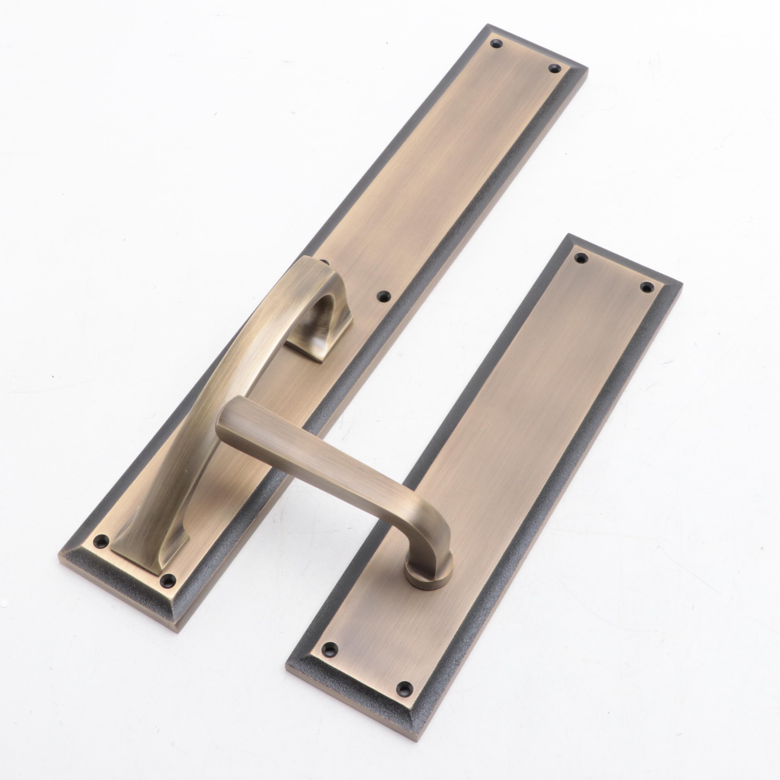 Antique Finished Brass Left Hand Dummy and Right Hand Lever Entry Door Sets