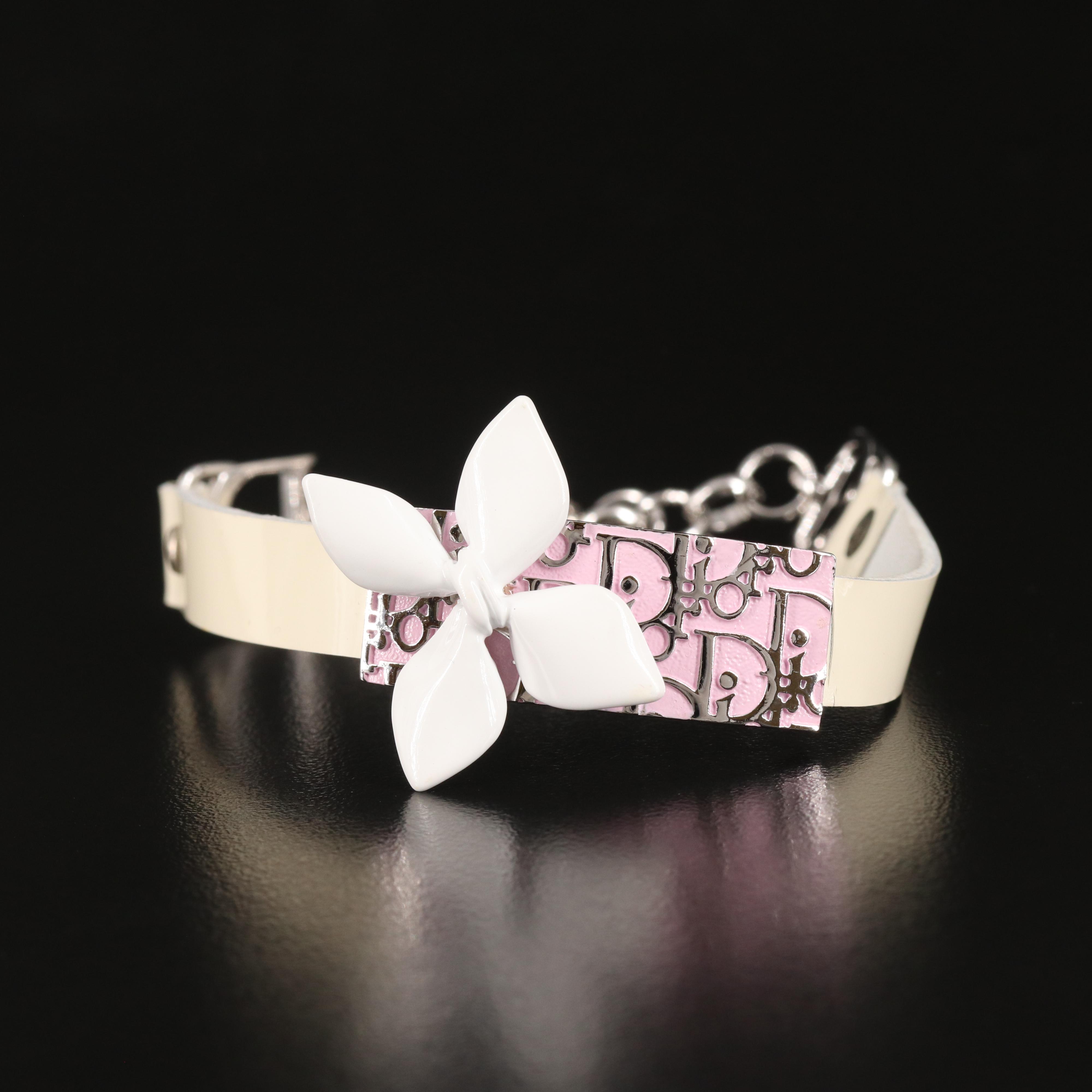 Christian Dior Pinwheel Bracelet in Faux Leather