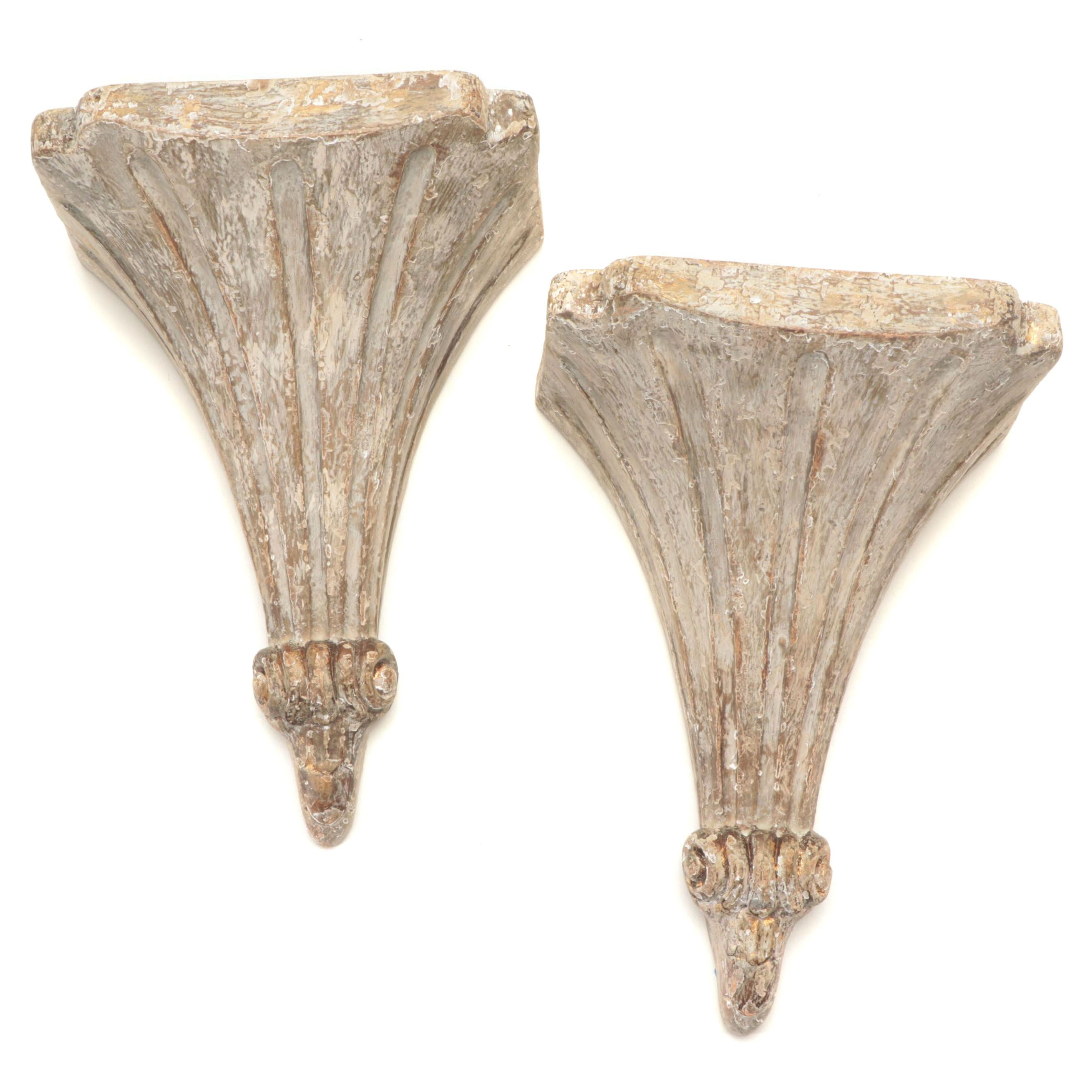 Neoclassical Style Patinated Resin Corbel Wall Shelves